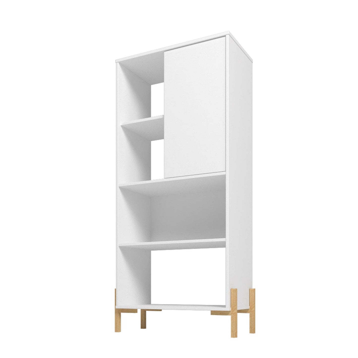 Manhattan Comfort Bowery Bookcase with 5 Shelves in White and Oak 308AMC157