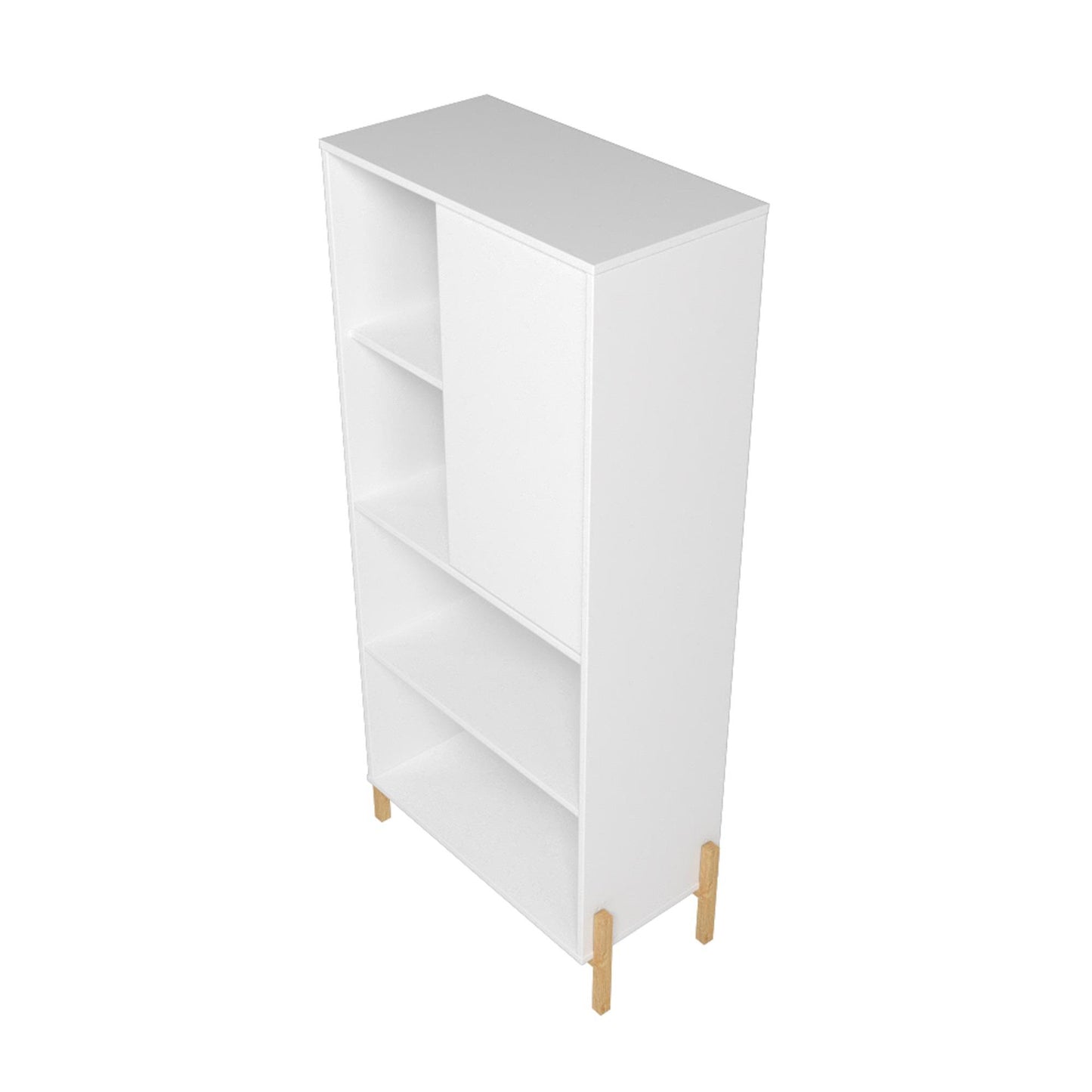 Manhattan Comfort Bowery Bookcase with 5 Shelves in White and Oak 308AMC157