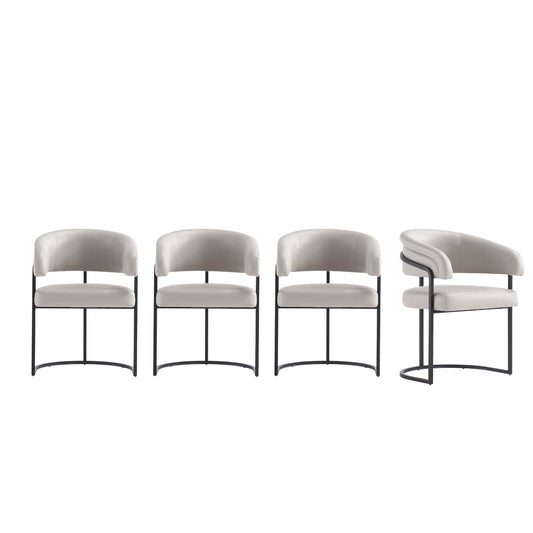 Manhattan Comfort Augusta Modern Leatherette Upholstered Dining Chair in Light Grey - Set of 4 4-DC094-LG