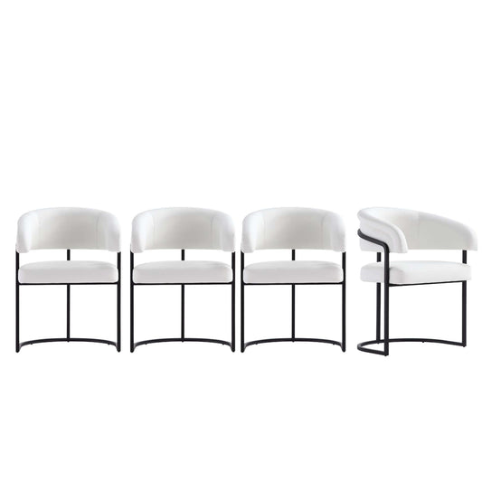 Manhattan Comfort Augusta Modern Leatherette Upholstered Dining Chair in White - Set of 4 4-DC094-WH