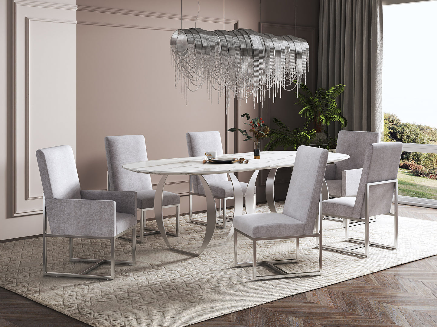 Manhattan Comfort Element Grey Dining Chairs (Set of 6) 4-DC2930-GY