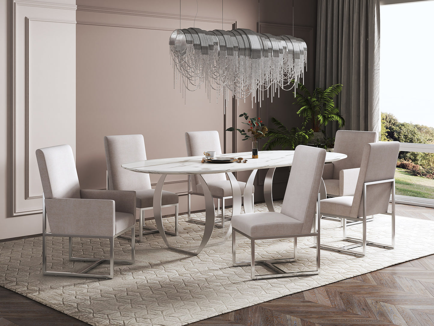 Manhattan Comfort Element Champagne Dining Chairs (Set of 6) 4-DC2930-OM