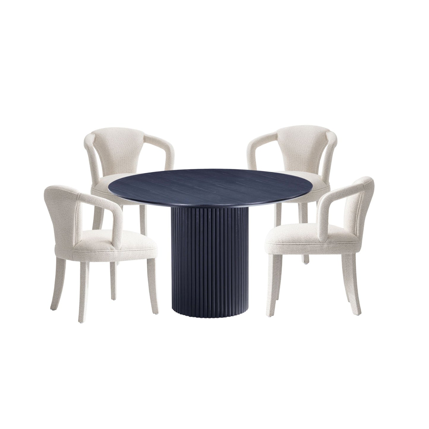 Manhattan Comfort 5-Piece Hathaway Modern 47.24 Solid Wood Round Dining Set with Upholstered Dining Chairs