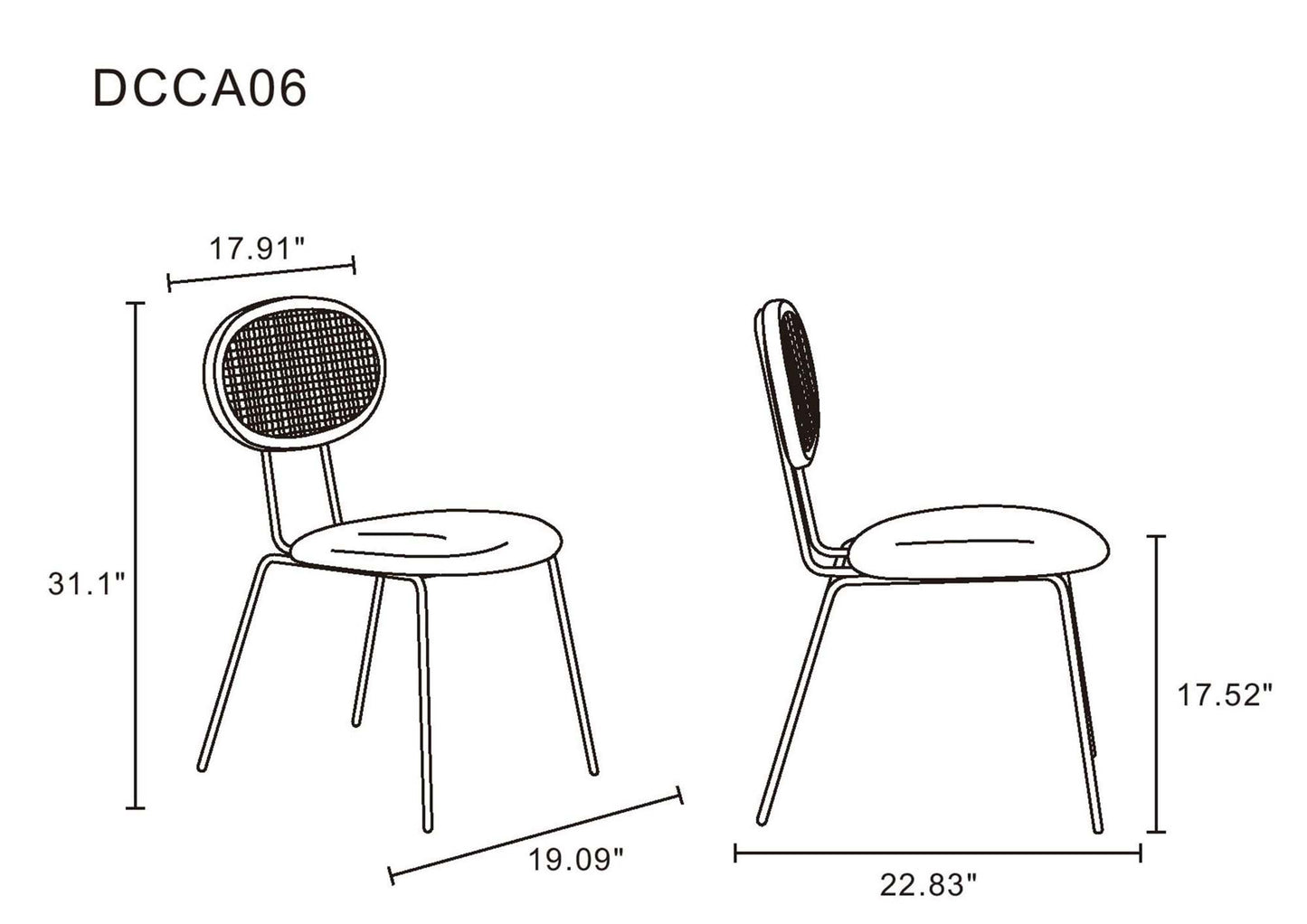 Manhattan Comfort 5-Piece Hathaway Modern 47.24 Solid Wood Round Dining Set in Black with 4 Jardin Cane Dining Chairs 4-DT03DCCA06-GY