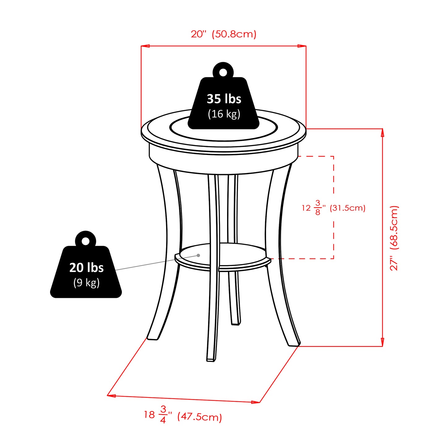 Cassie Round Accent Table, Cappuccino