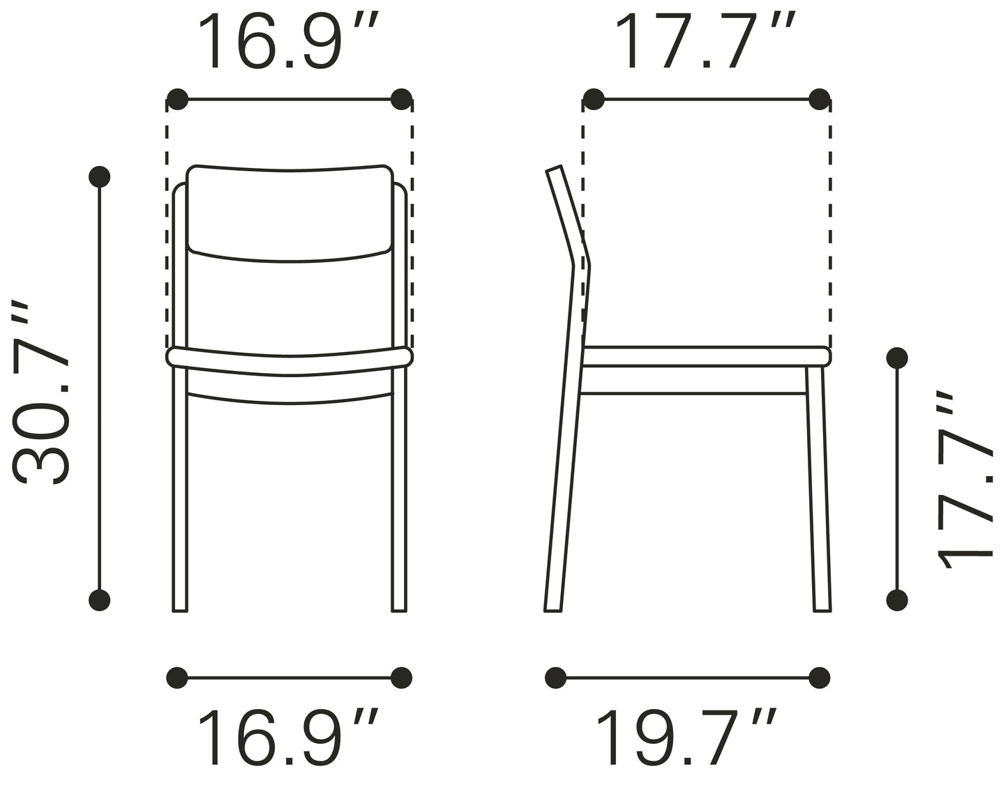 Desdamona Dining Chair (Set of 2) Gray & Black