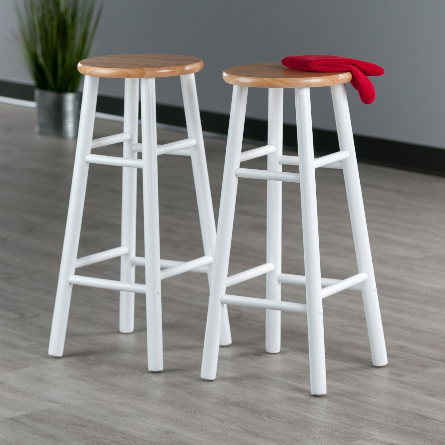 Huxton 2-Pc Bar Stool Set, Natural and White