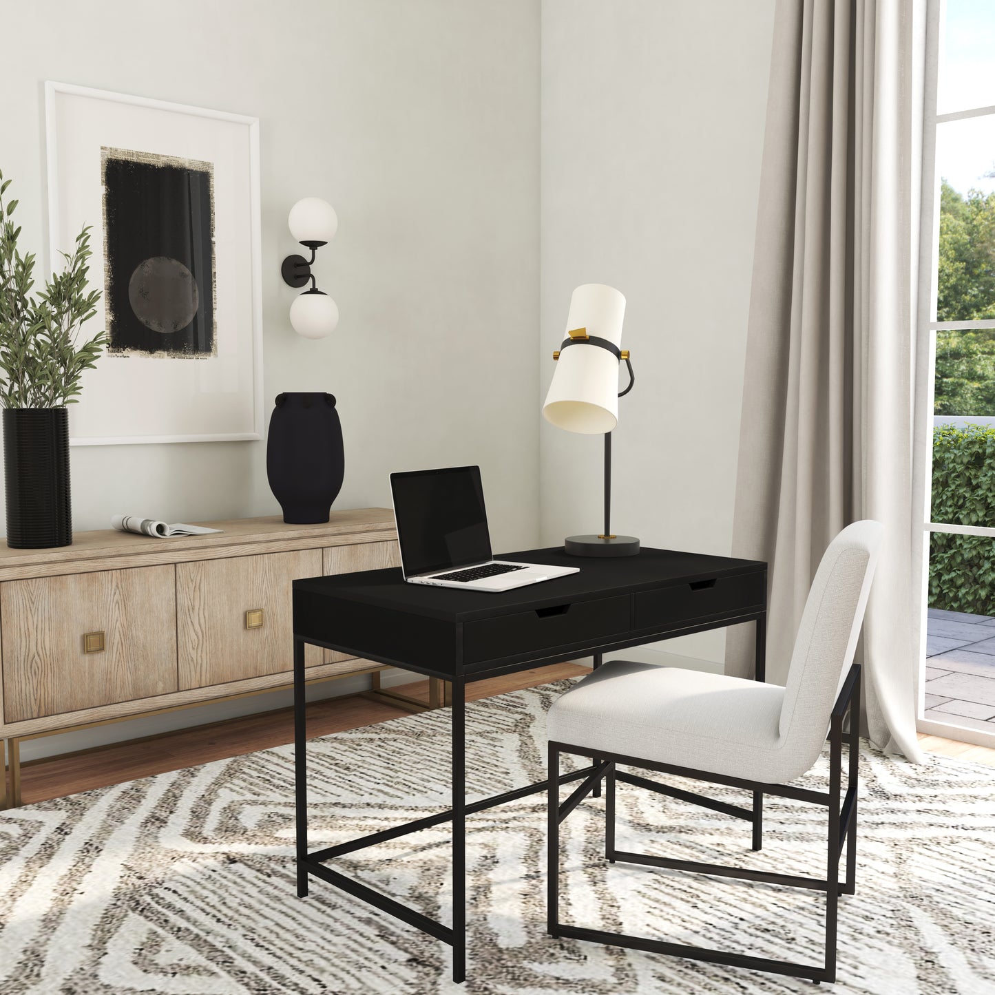 Belka  Desk with Drawers in Black  5466295