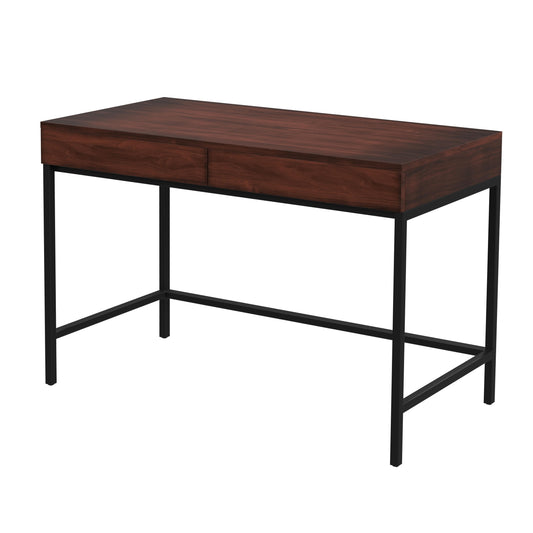 Carl 45" Wood and Metal Writing Desk in Medium Brown  5521054