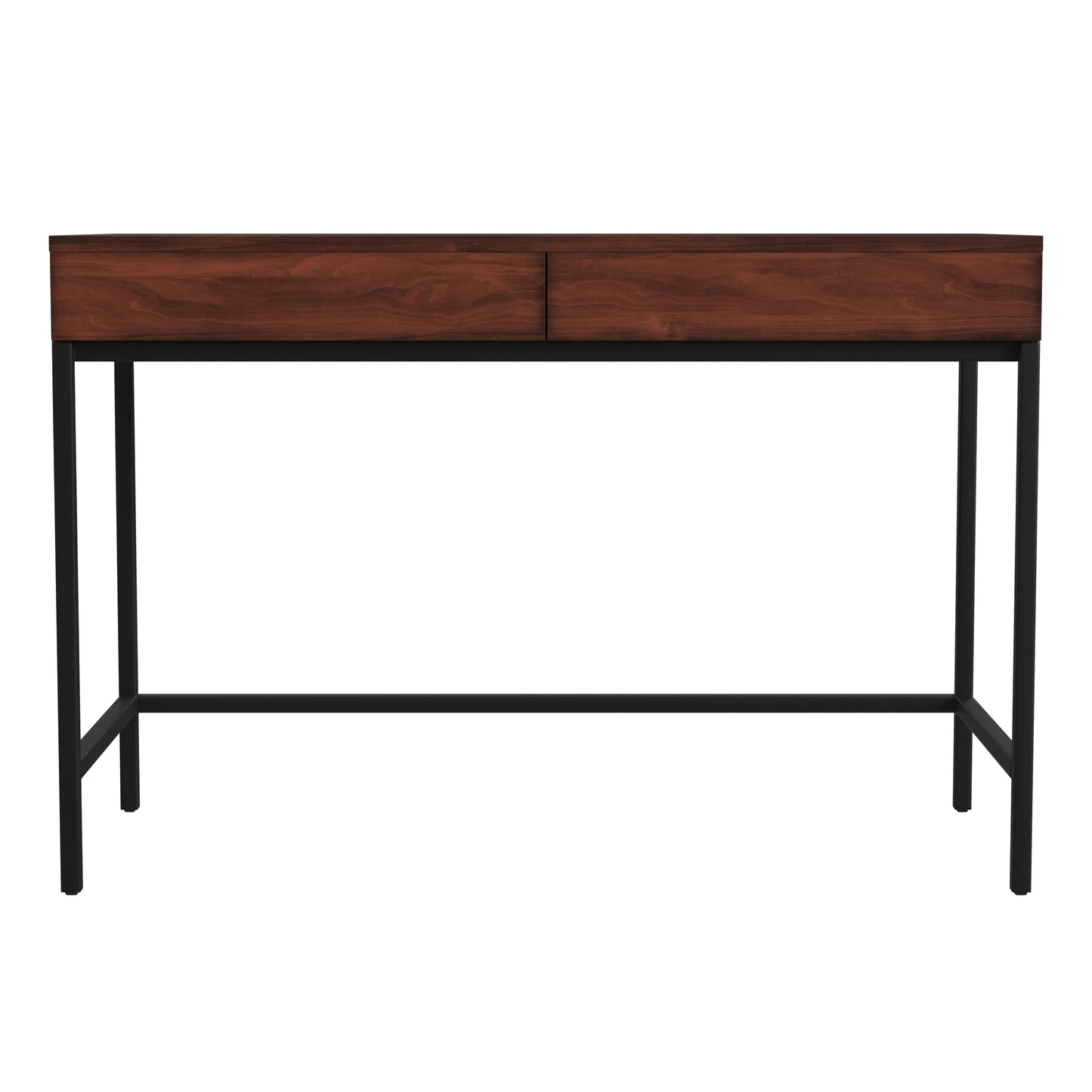 Carl 45" Wood and Metal Writing Desk in Medium Brown  5521054