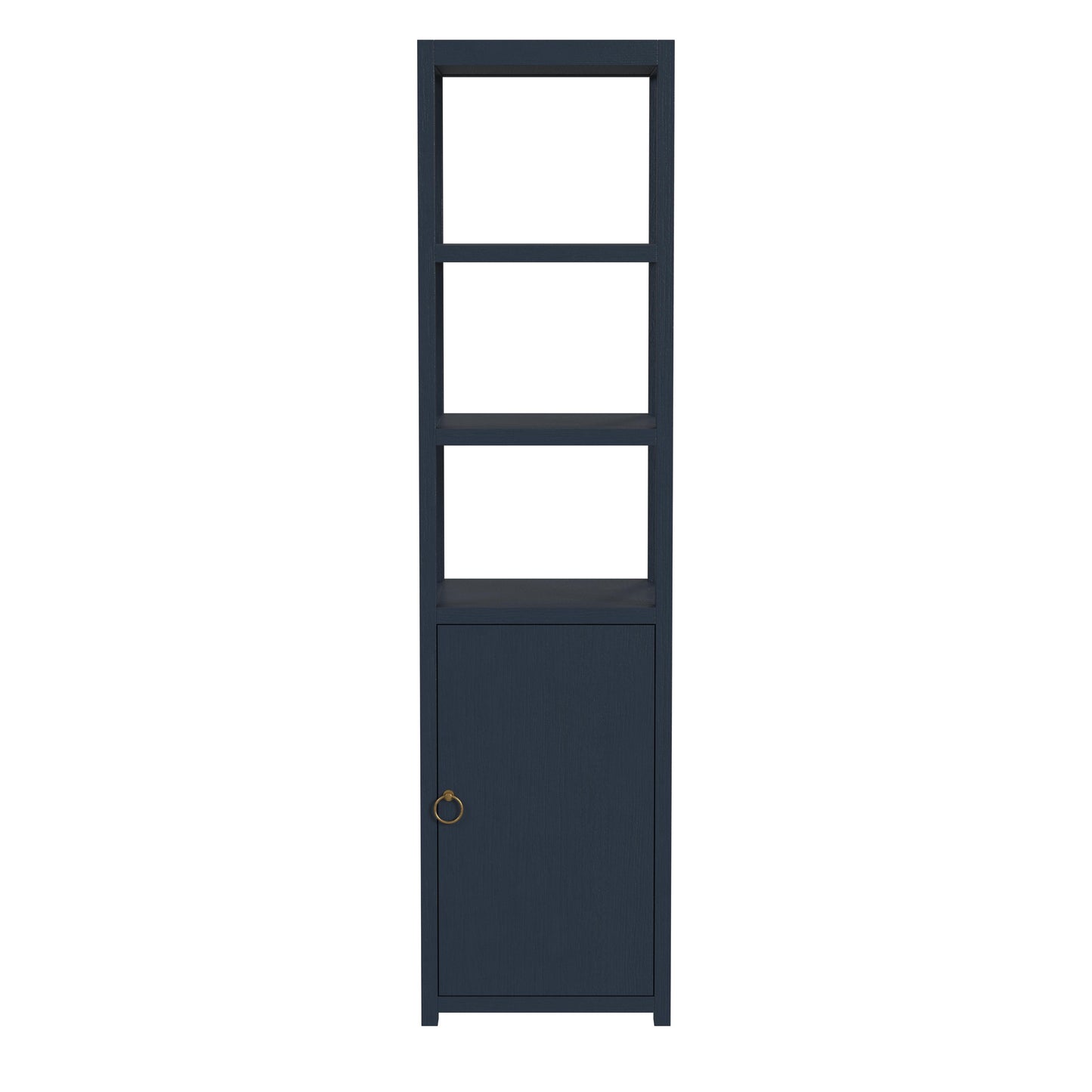 Lark 3- Tier 1 Door Narrow  Etagere Bookcase in Navy Blue  5565291