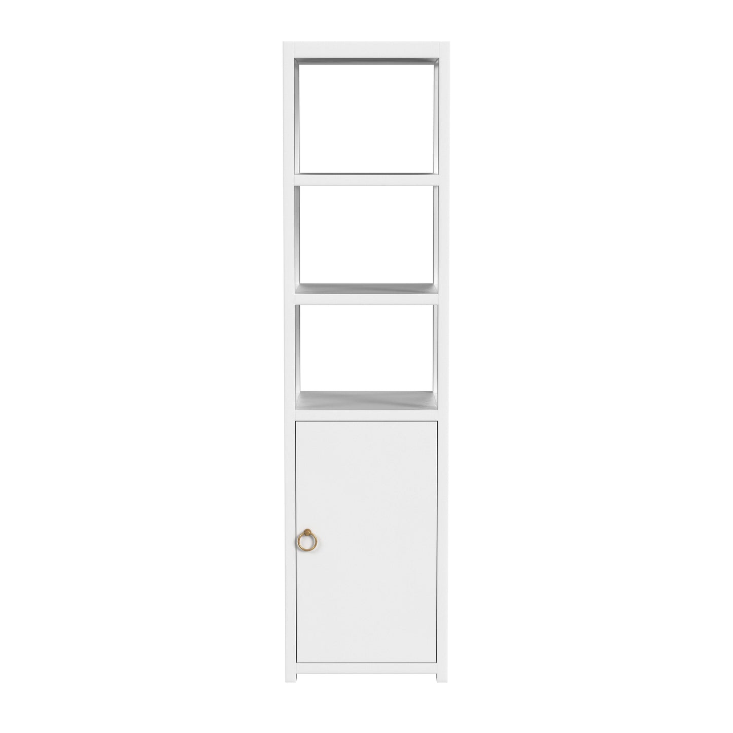 Lark 3- Tier 1 Door Narrow  Etagere Bookcase in White  5565304