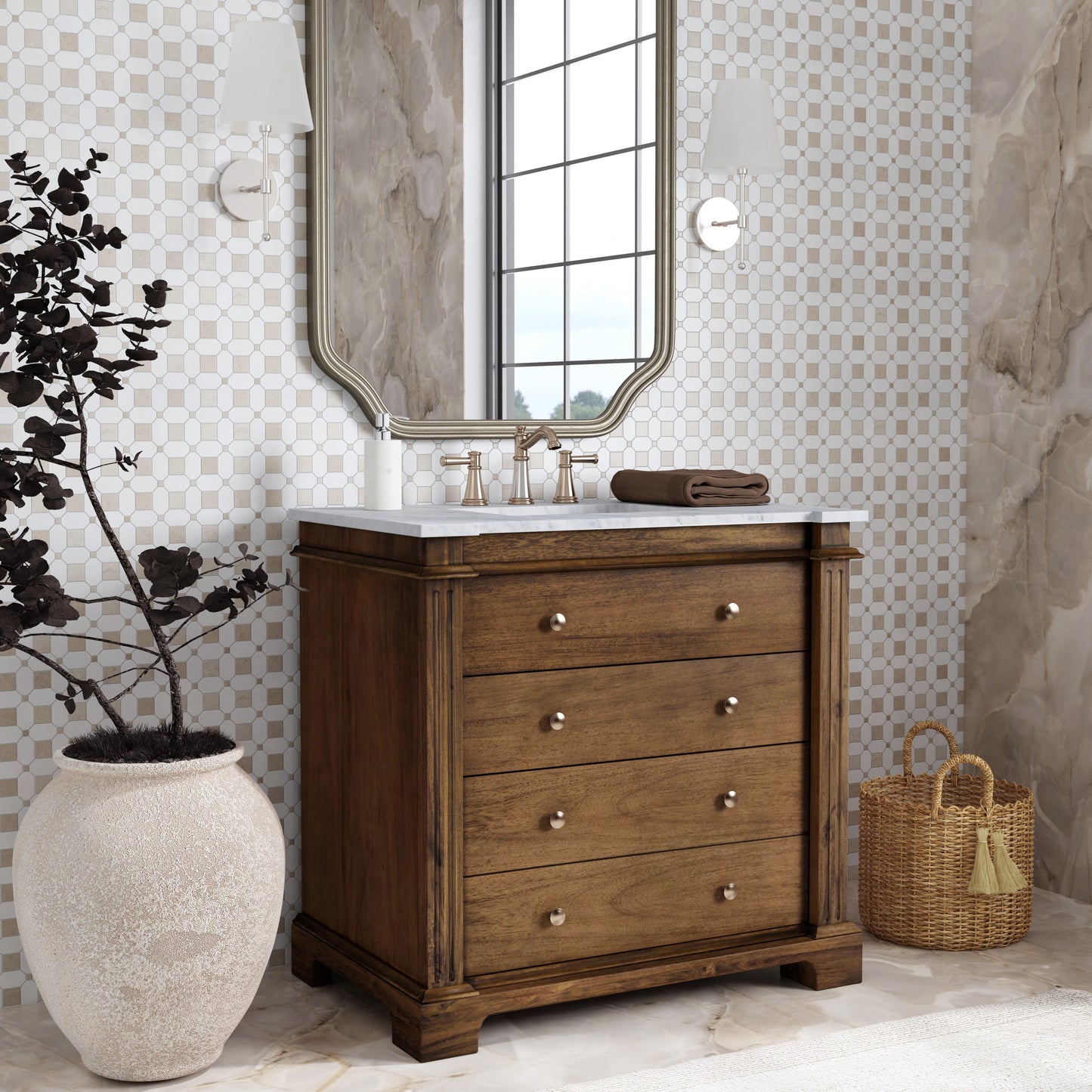 Hanson 36" Single Bathroom Vanity Set in Medium Brown  5570415