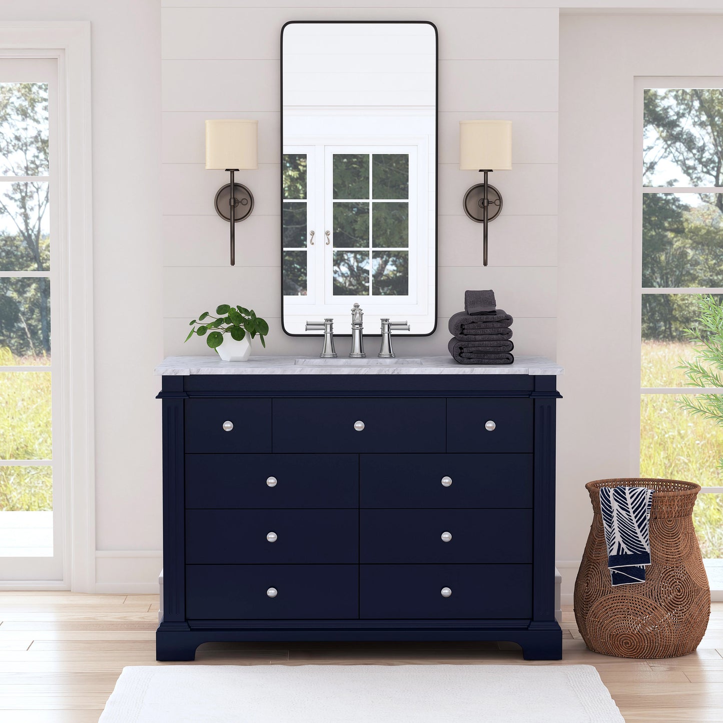 Harley 48" Single Bathroom Vanity Set in Navy Blue  5572372