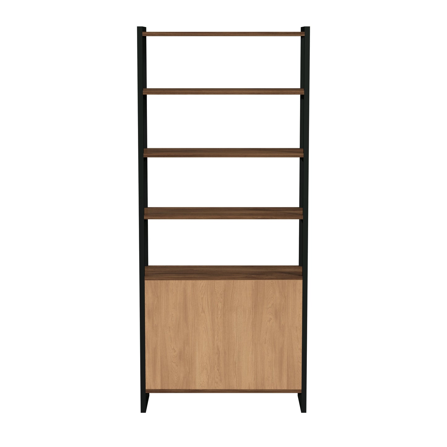 Drake 73" Two Door Walnut Bookcase Etagere in Medium Brown  5575421