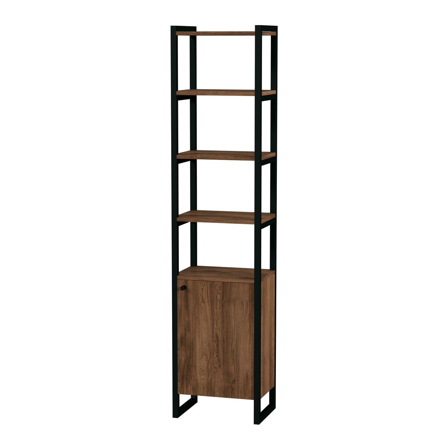 Drake 73" Narrow Walnut Bookcase with Storage in Medium Brown  5576421