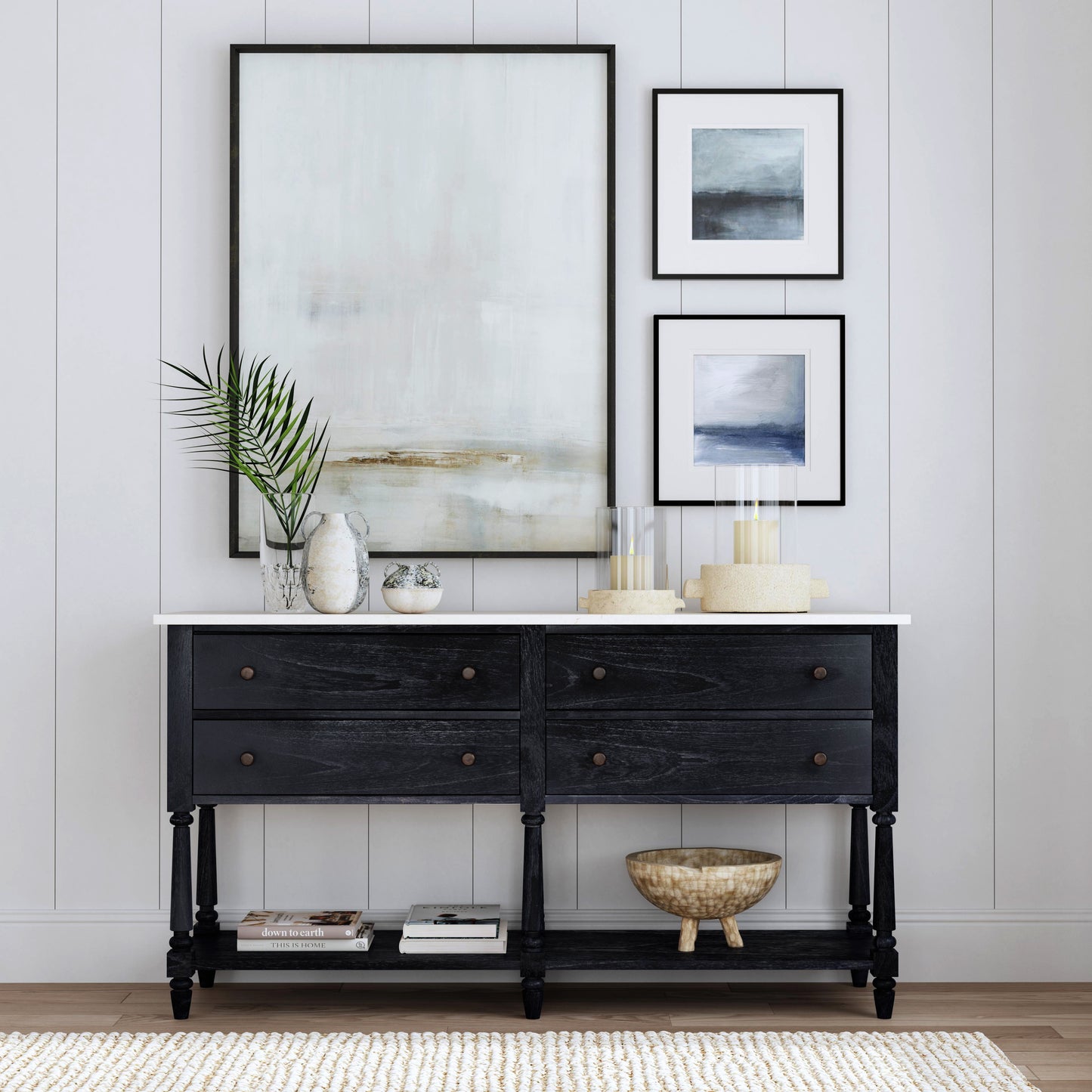 Danielle 65"W Marble Sideboard in Black  5645432