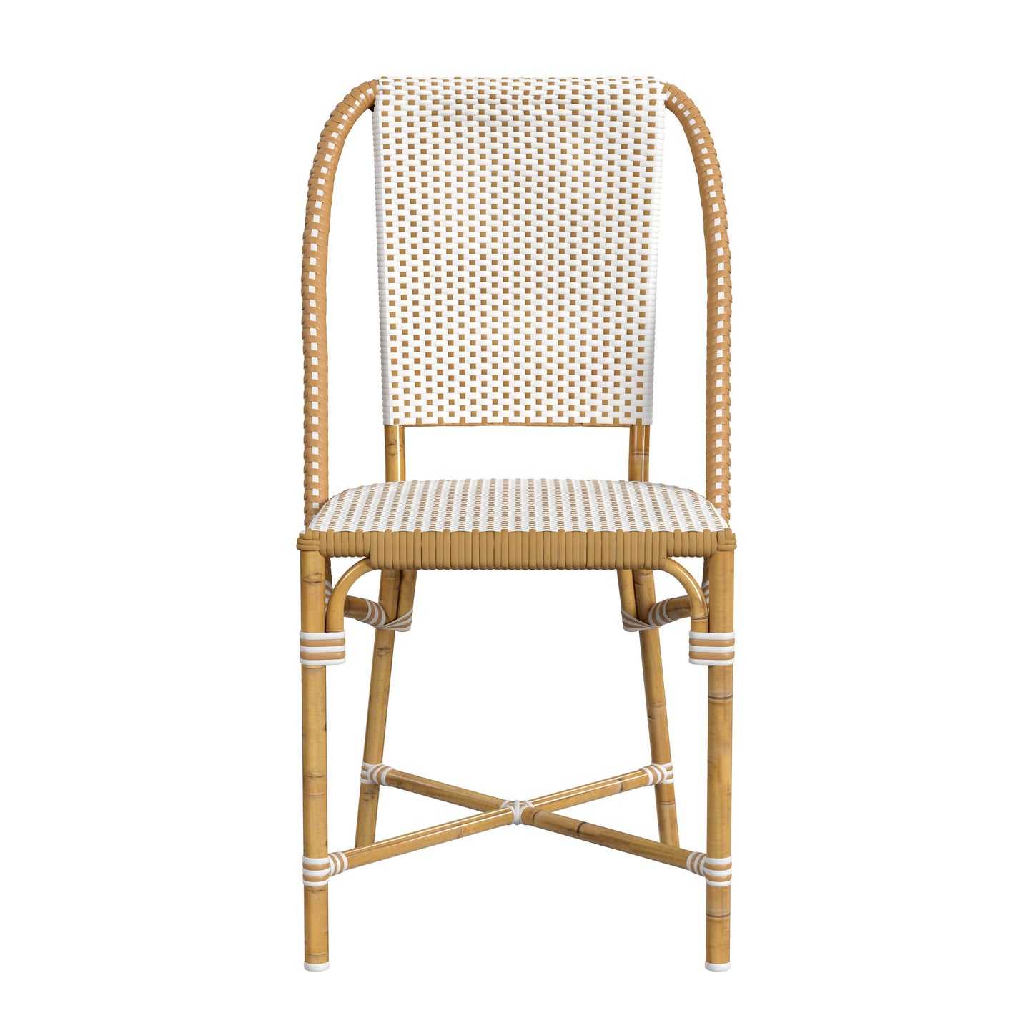 Tobias Outdoor Rattan Dining Chair in Beige and White  5647433