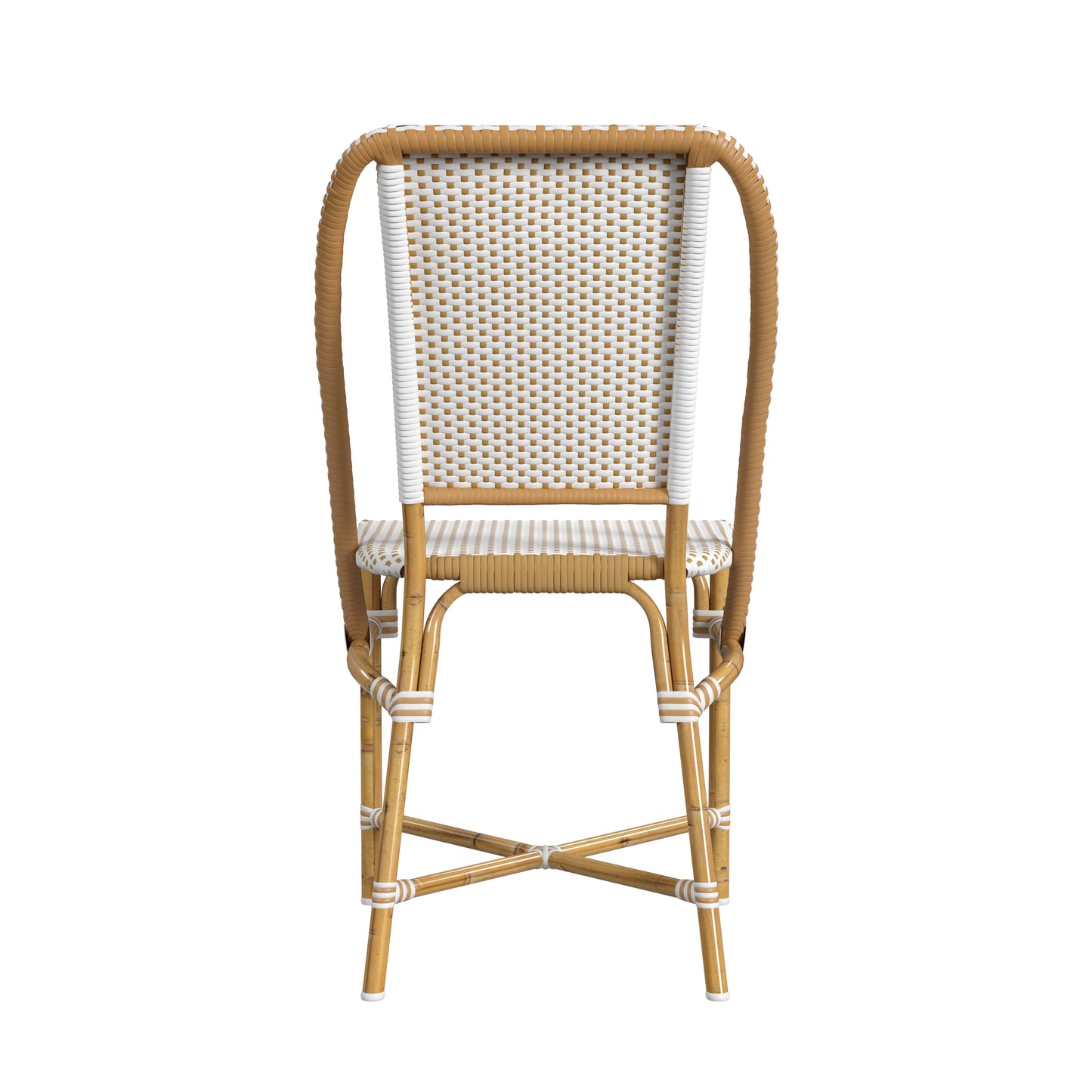 Tobias Outdoor Rattan Dining Chair in Beige and White  5647433