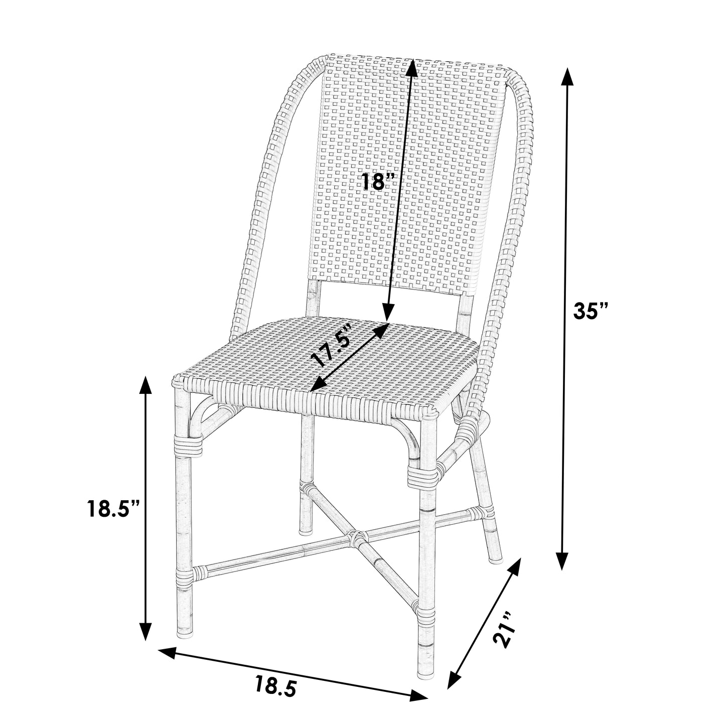 Tobias Outdoor Rattan Dining Chair in Beige and White  5647433