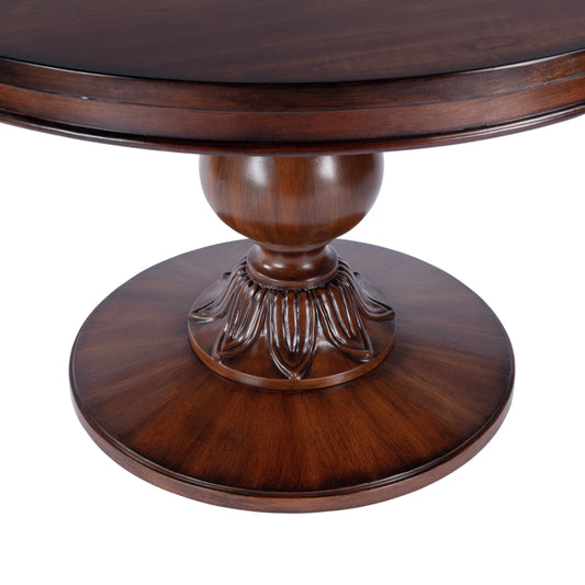 Evie 48" Round Pedestal Dining Table in Medium Brown  5716011