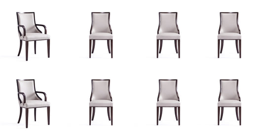 Manhattan Comfort Grand Faux Leather 8-Piece Dining Chairs in Light Grey 6-DC048-LG