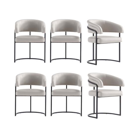 Manhattan Comfort Augusta Modern Leatherette Upholstered Dining Chair in Light Grey - Set of 6 6-DC094-LG