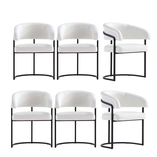 Manhattan Comfort Augusta Modern Leatherette Upholstered Dining Chair in White - Set of 6 6-DC094-WH