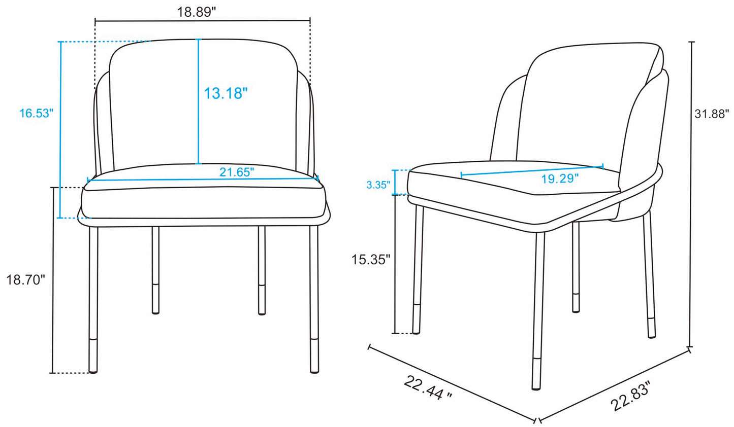 Manhattan Comfort 7-Piece Rockaway Modern Solid Wood Dining Set with Upholstered Chairs