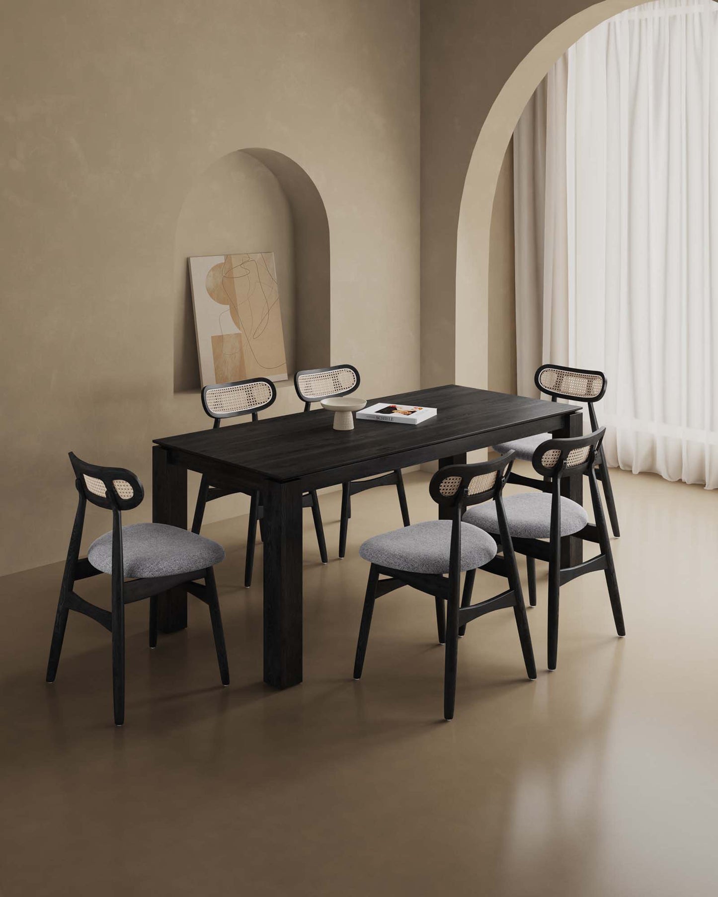 Manhattan Comfort 7-Piece Rockaway Modern 70.86 Solid Wood Dining Set with Dining Chairs