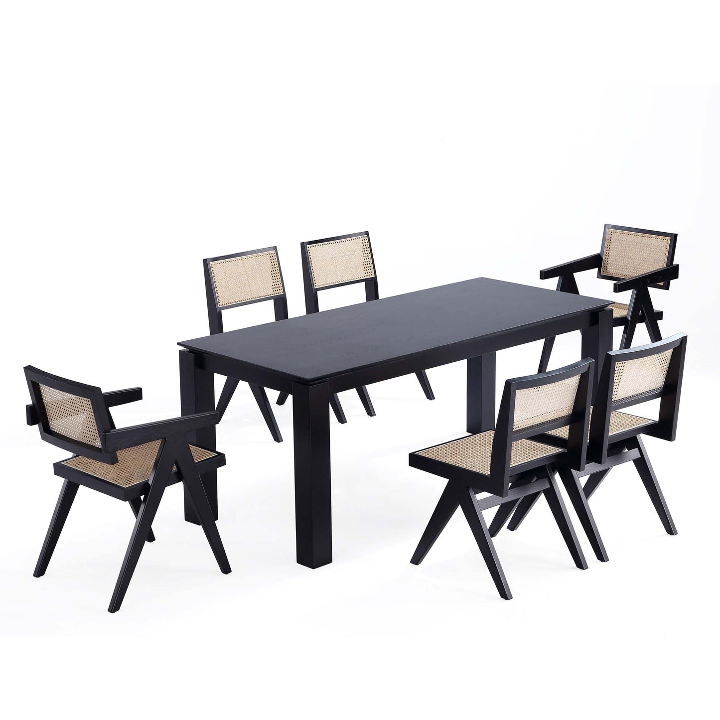 Manhattan Comfort 7-Piece Rockaway Modern 70.86 Solid Wood Dining Set with Dining Chairs