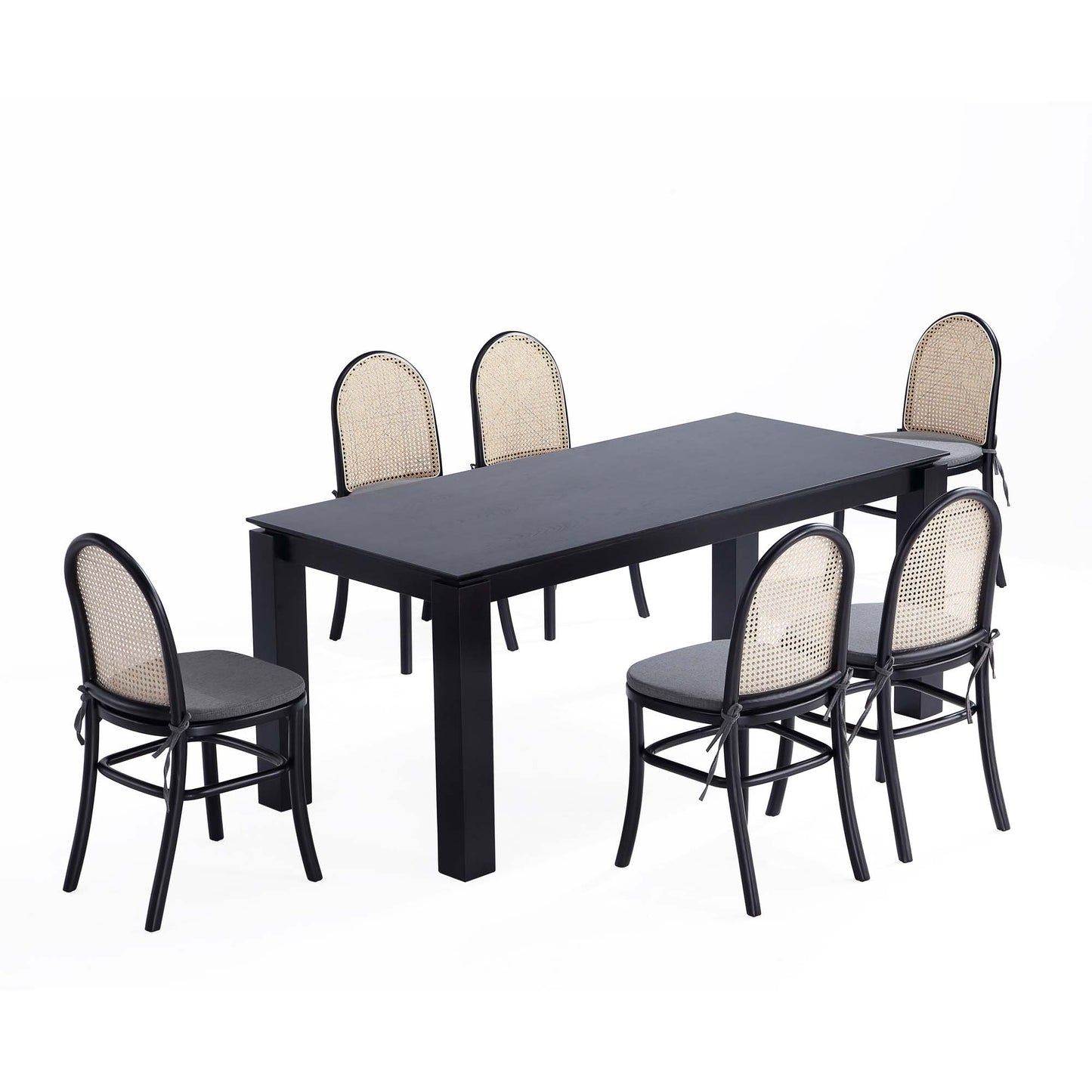 Manhattan Comfort 7-Piece Rockaway Modern 70.86 Solid Wood Dining Set with Dining Chairs