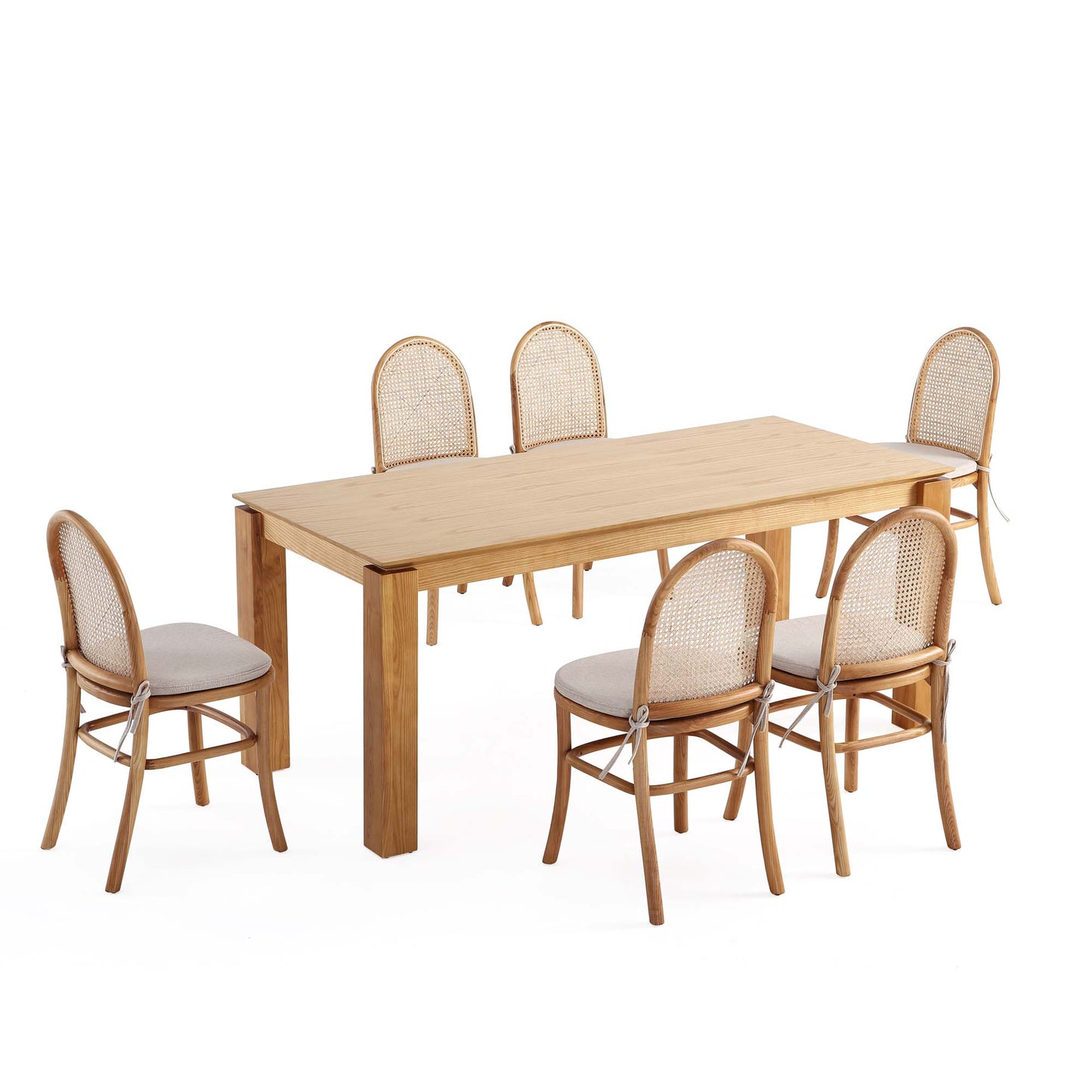 Manhattan Comfort 7-Piece Rockaway Modern 70.86 Solid Wood Dining Set in Nature with 6 Paragon 1.0 Dining Chairs 6-DT02DCCA05-OM