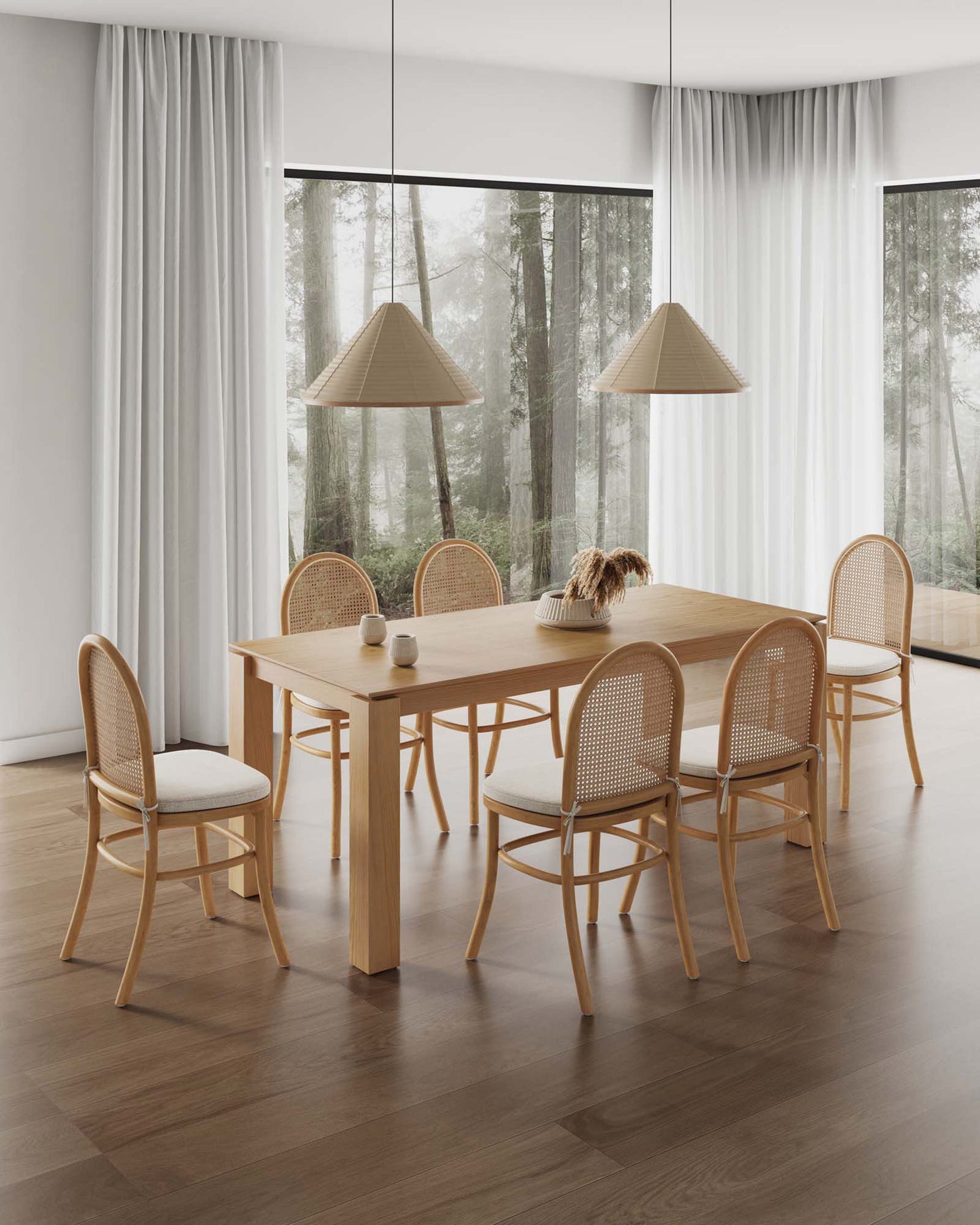 Manhattan Comfort 7-Piece Rockaway Modern 70.86 Solid Wood Dining Set in Nature with 6 Paragon 1.0 Dining Chairs 6-DT02DCCA05-OM