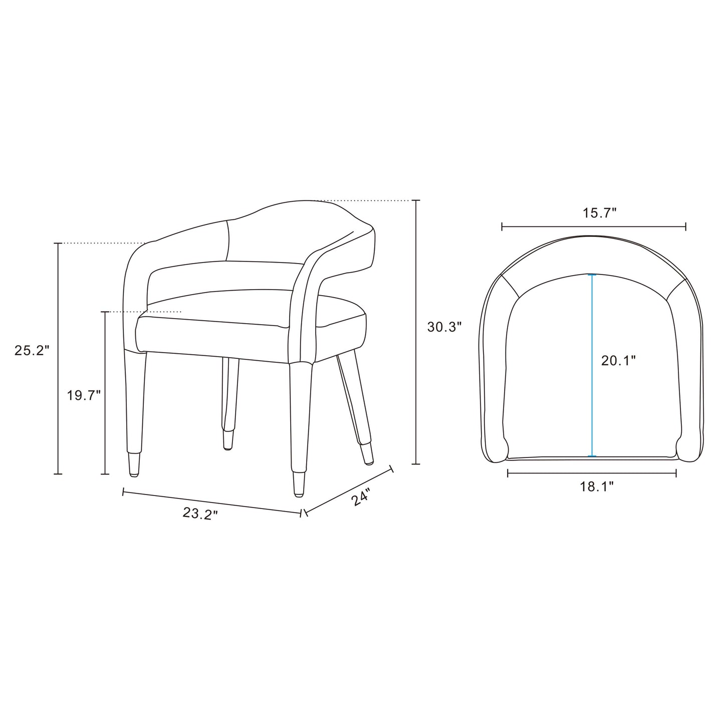 Manhattan Comfort 7-Piece Hathaway Modern Solid Wood Round Dining Set with Upholstered Chairs