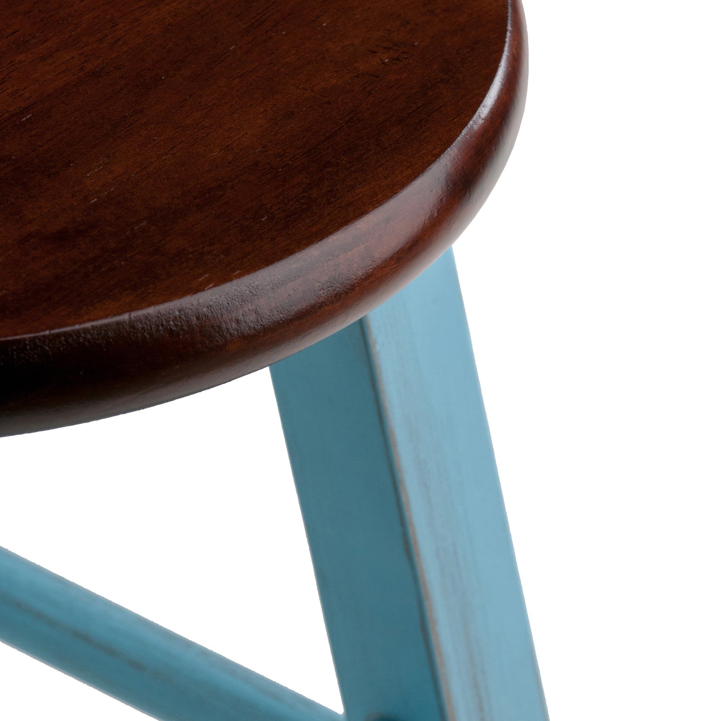 Ivy Bar Stool, Rustic Light Blue and Walnut