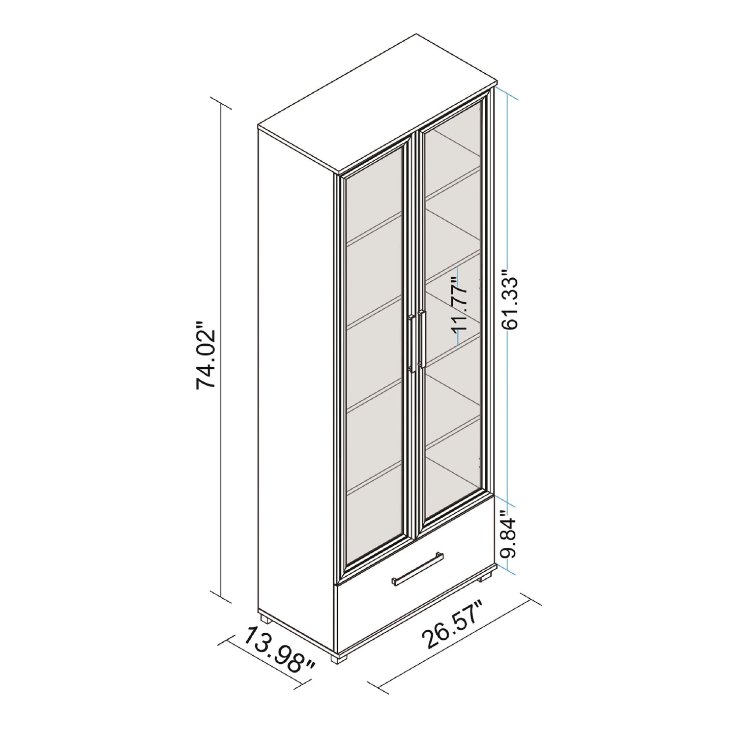 Manhattan Comfort Serra 1.0 5-Shelf Bookcase in White 75AMC6