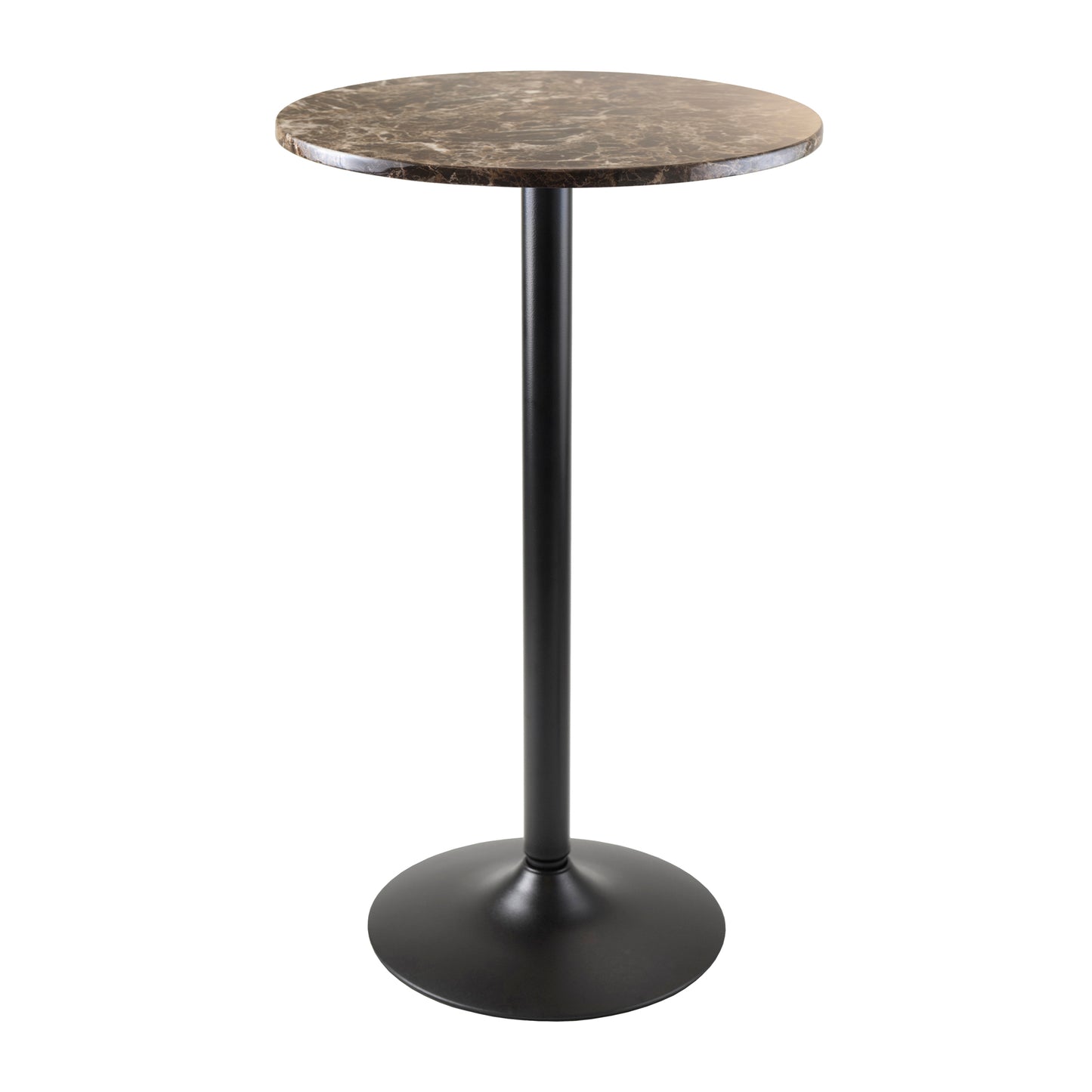 Cora Round Pub Table, Black and Faux Marble