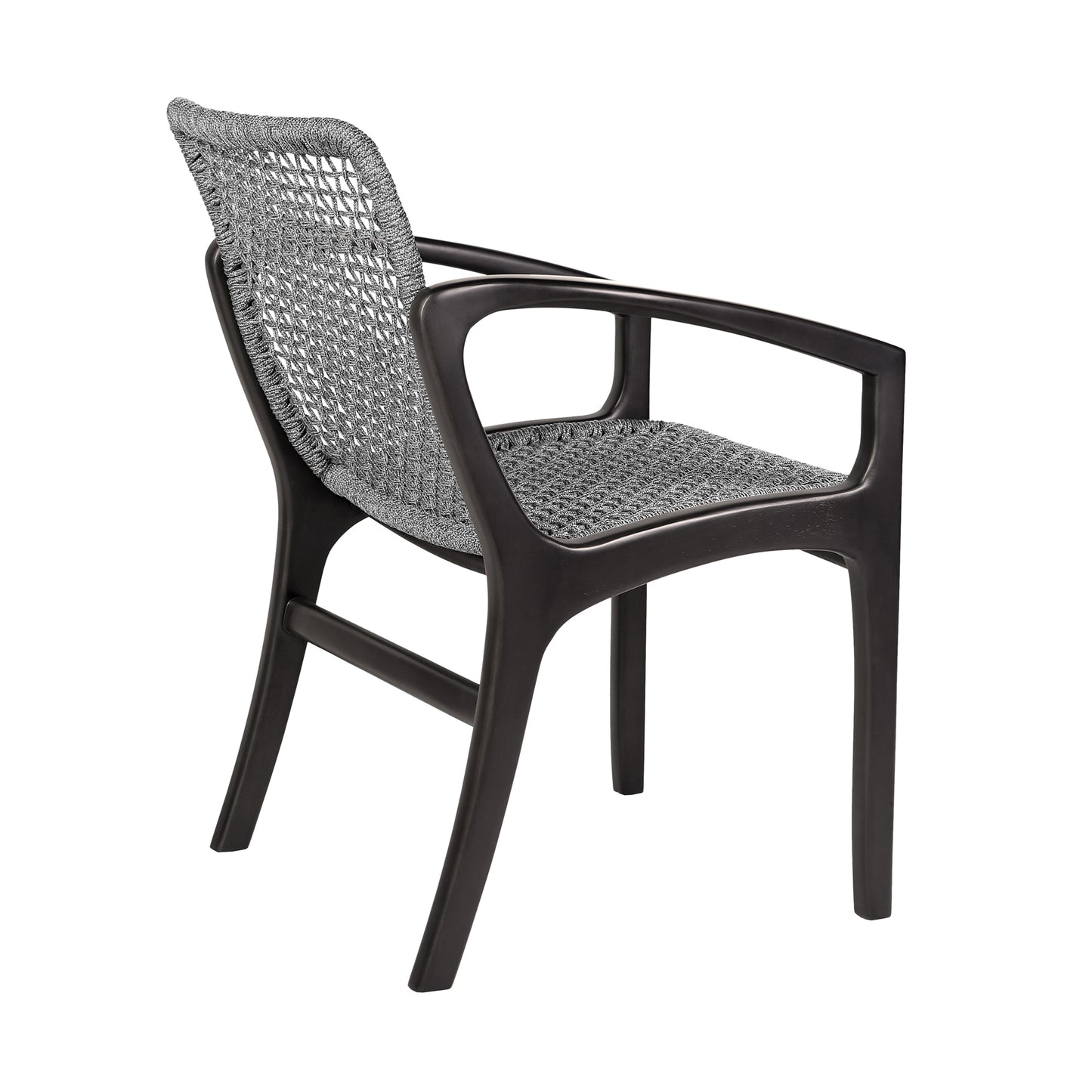 Brighton Outdoor Patio Dining Chair in Dark Eucalyptus Wood and Gray Rope