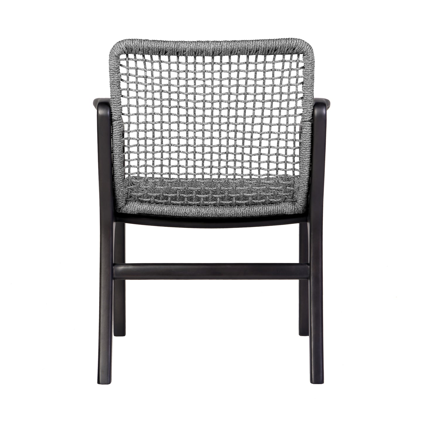 Brighton Outdoor Patio Dining Chair in Dark Eucalyptus Wood and Gray Rope