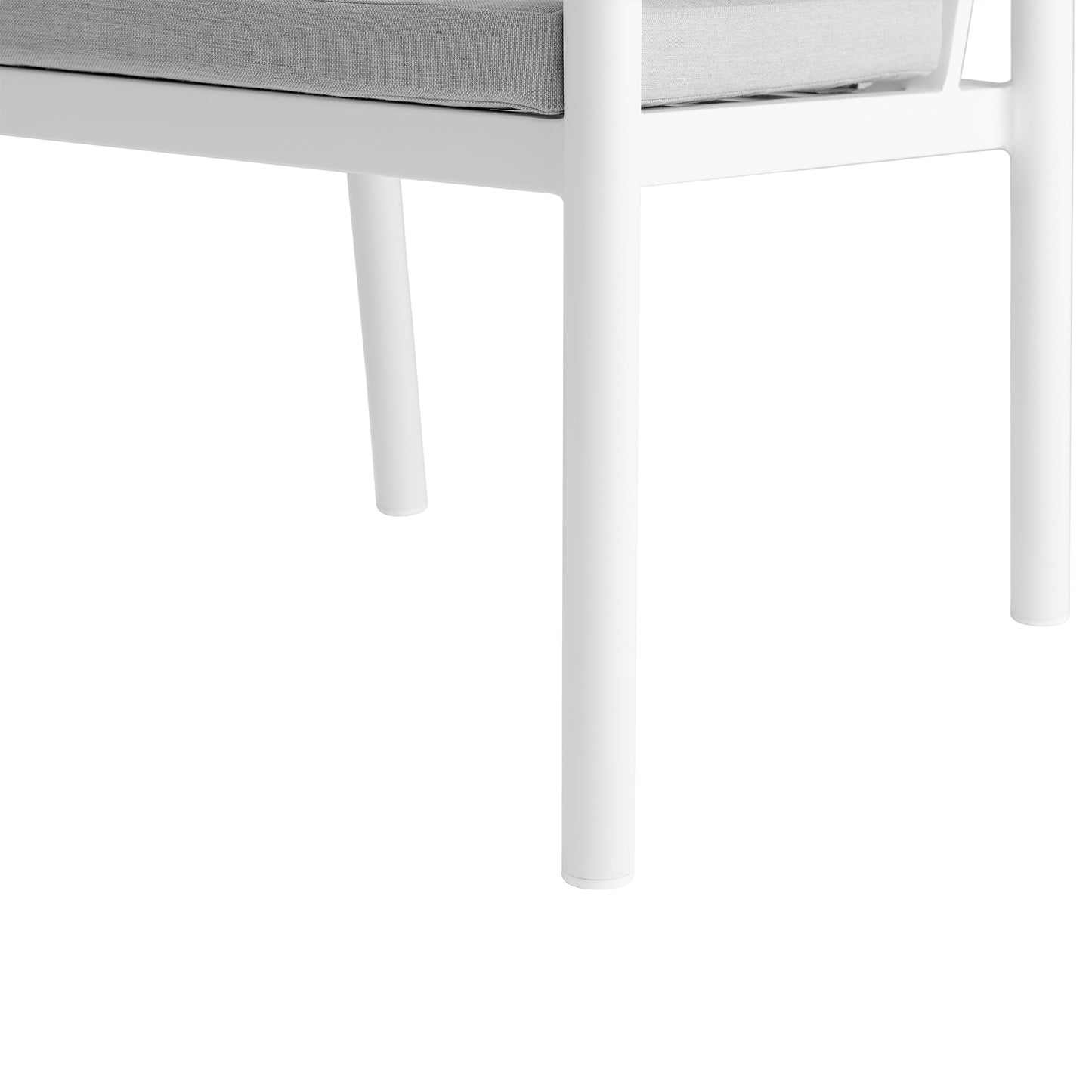 Royal White Aluminum and Teak Outdoor Dining Chair with Light Gray Fabric - Set of 2