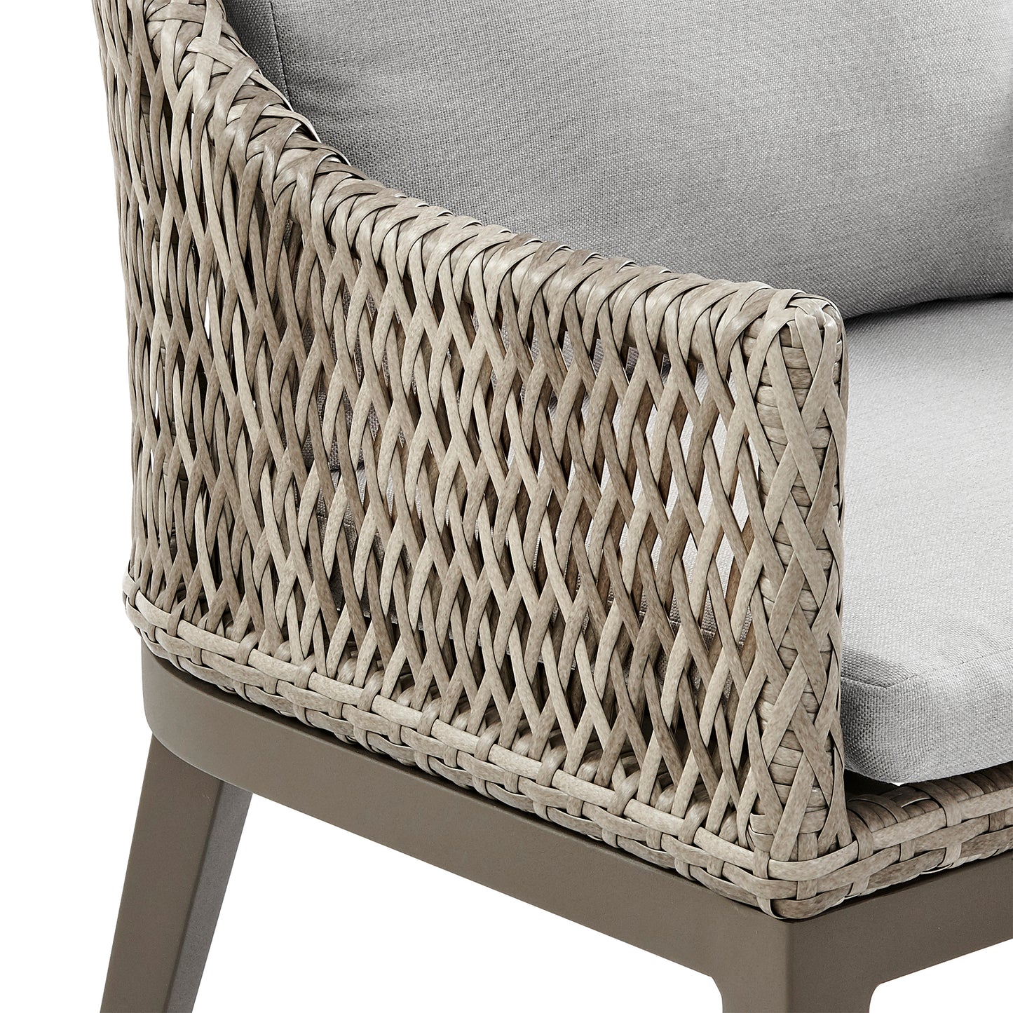 Silvana Outdoor Wicker and Aluminum Gray Dining Chair with Beige Cushions - Set of 2