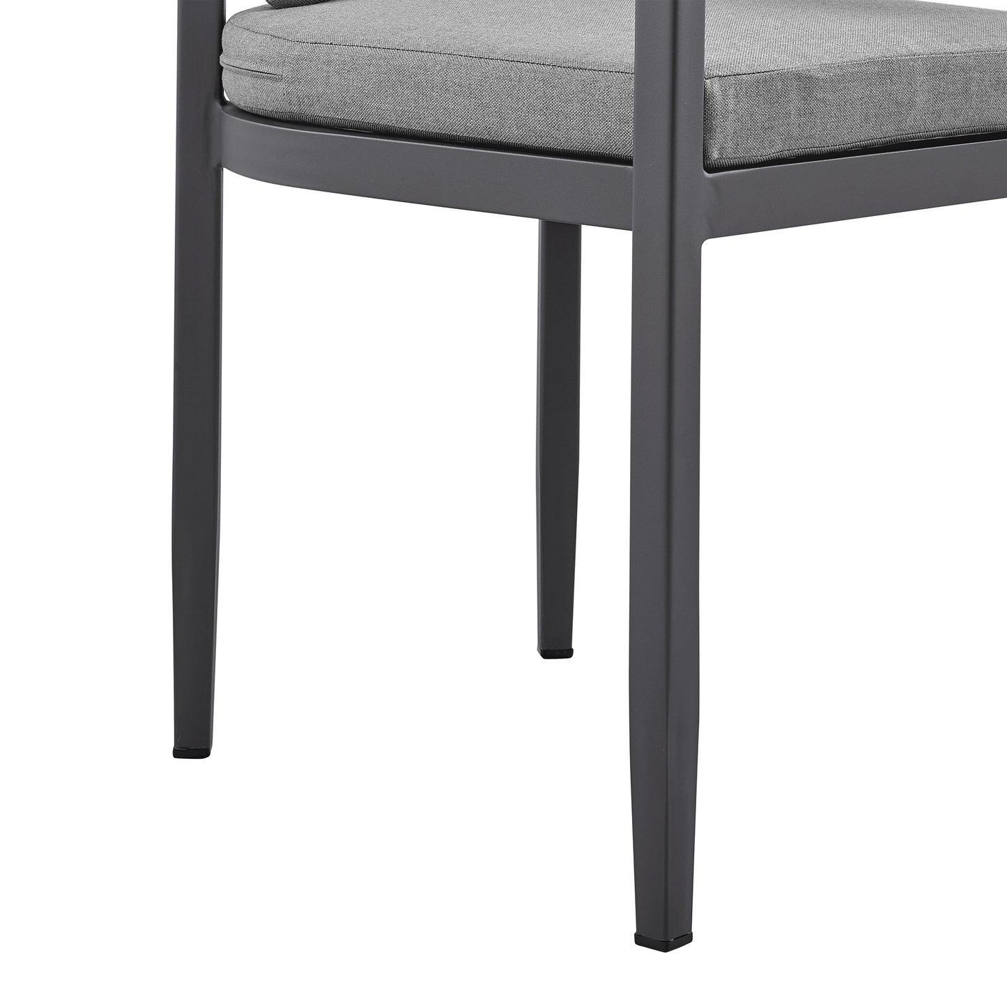 Argiope Outdoor Patio Dining Chairs in Aluminum with Gray Cushions - Set of 2