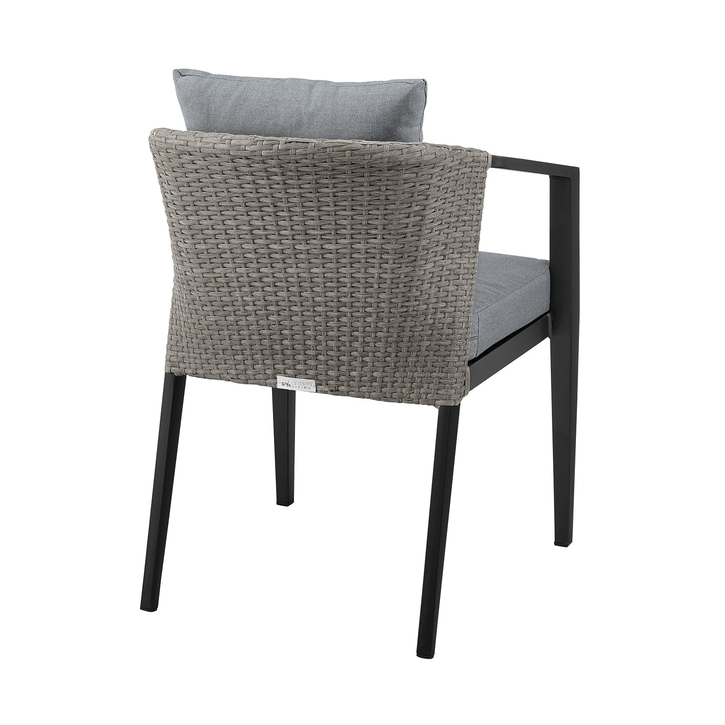 Aileen Outdoor Patio Dining Chairs in Aluminum and Wicker with Gray Cushions - Set of 2