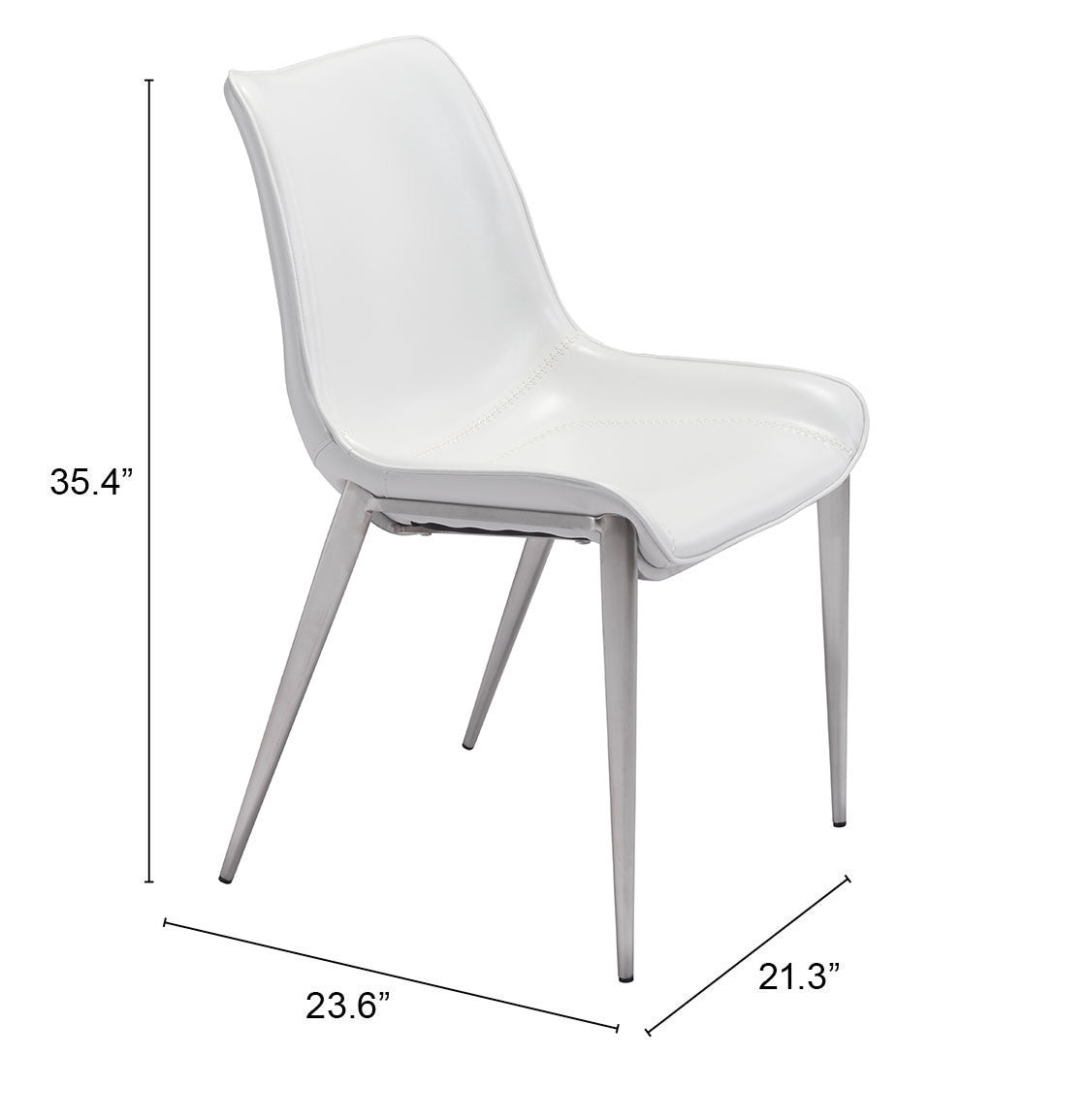 Magnus Dining Chair (Set of 2) White & Silver