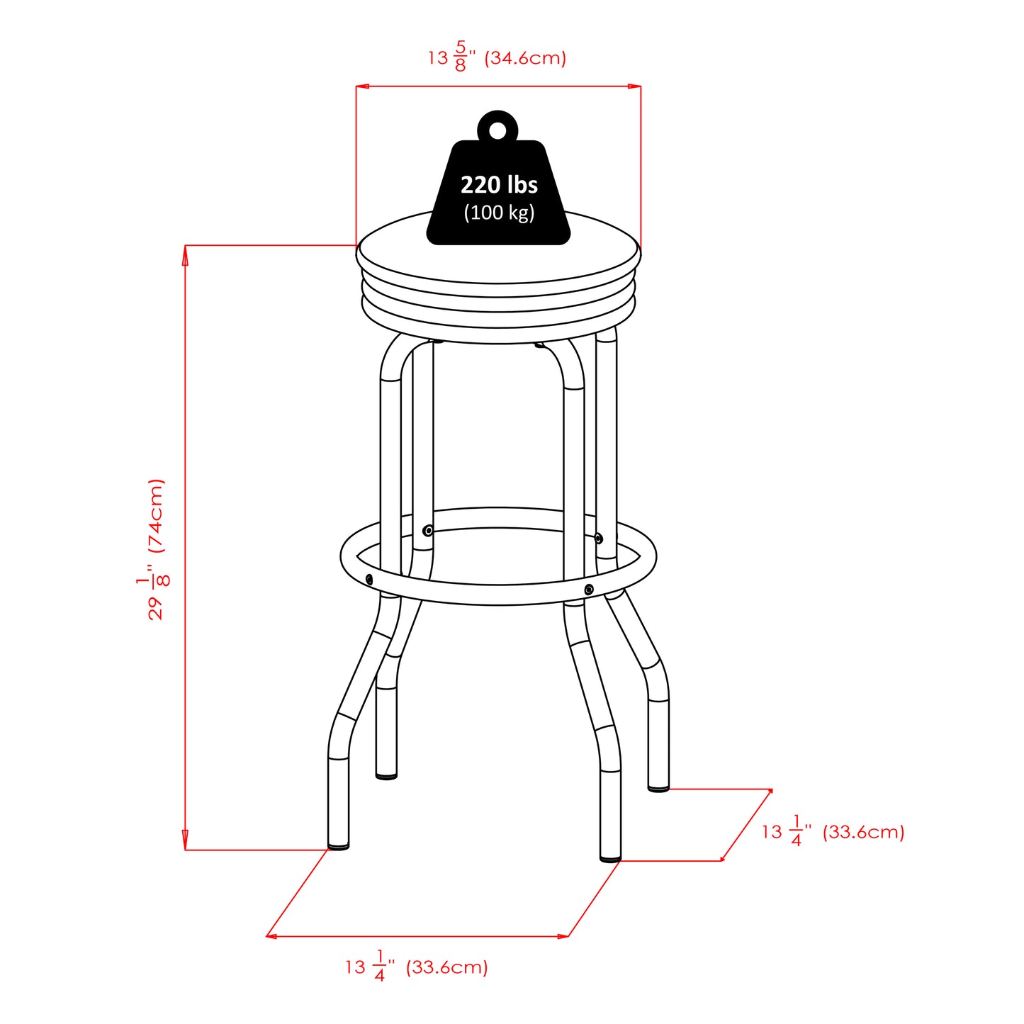 Summit 3-Pc High Table with Swivel Seat Bar Stools, Black and Chrome