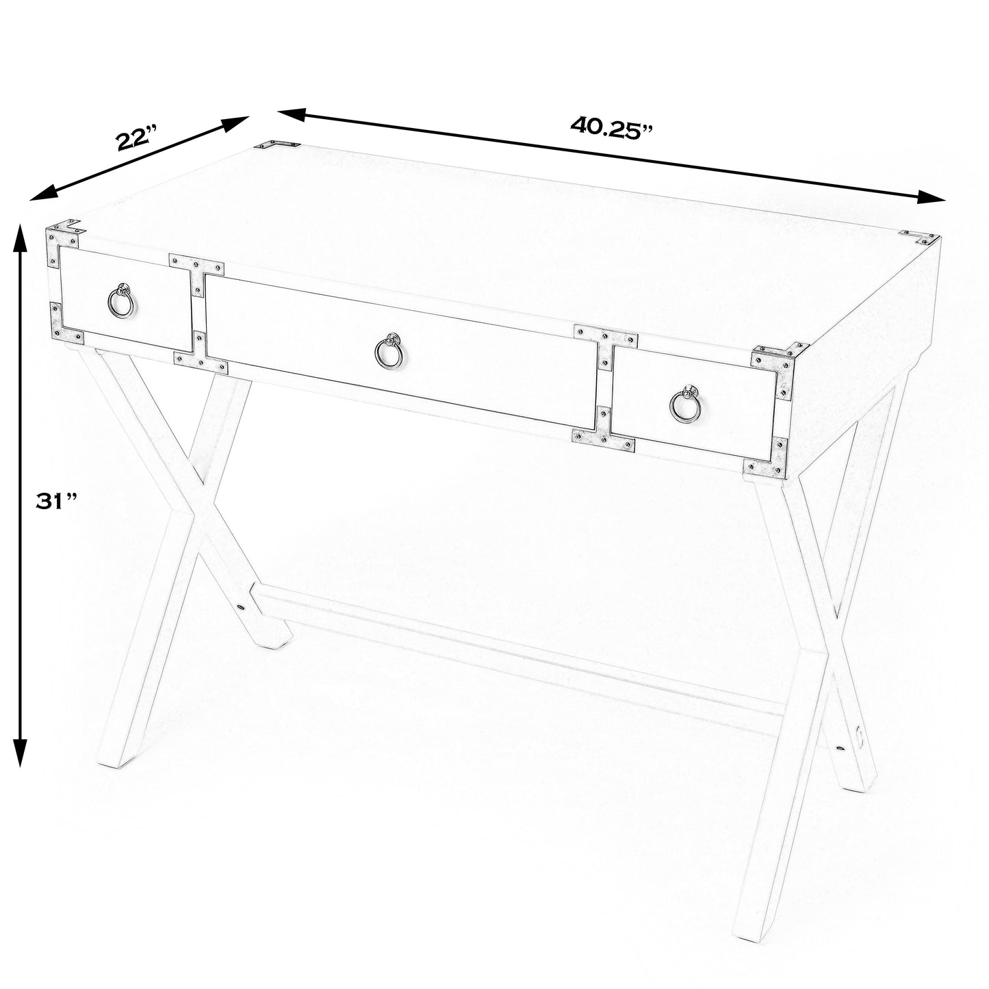 Forster Campaign Writing Desk in White  9341304