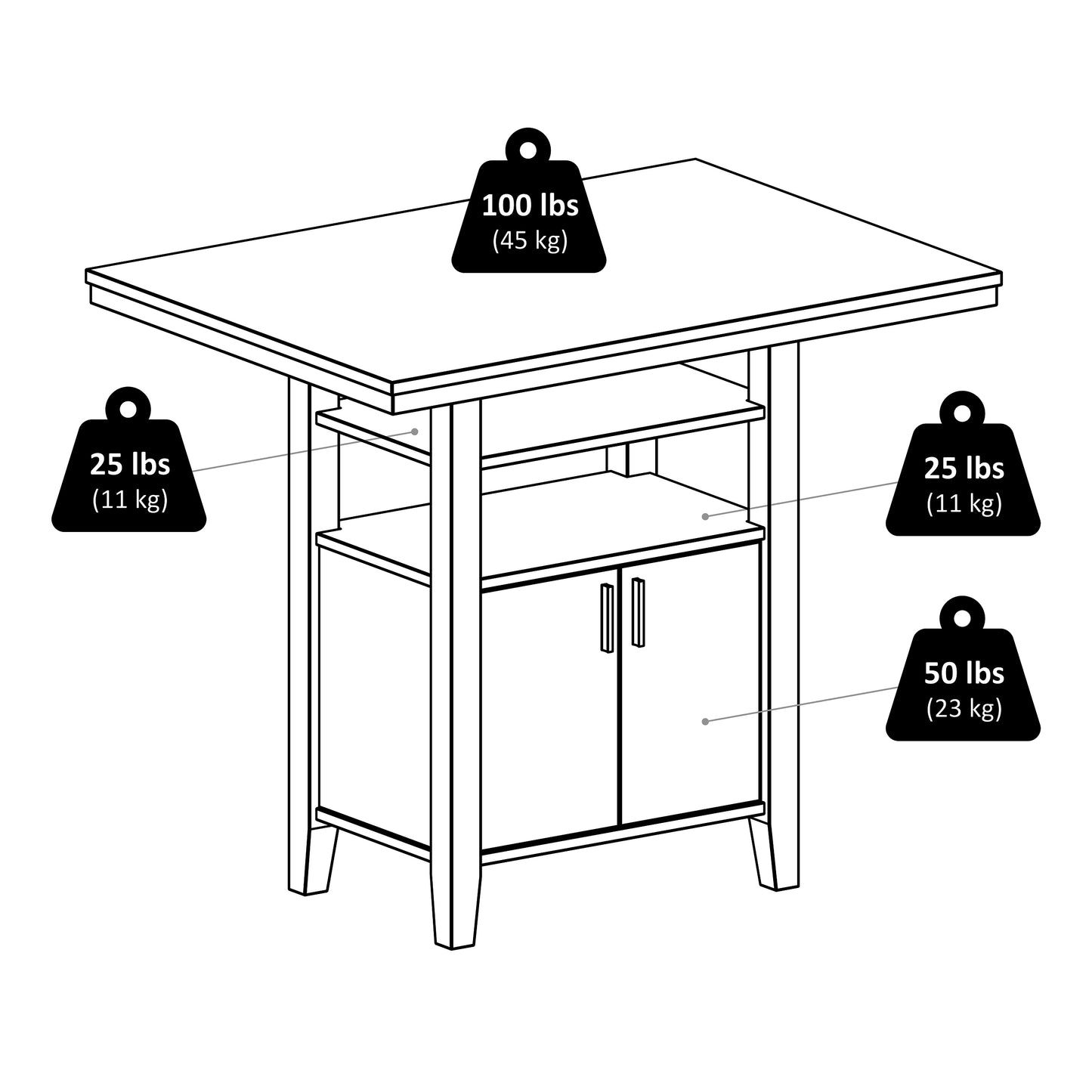 Albany High Table with Cabinet, Walnut