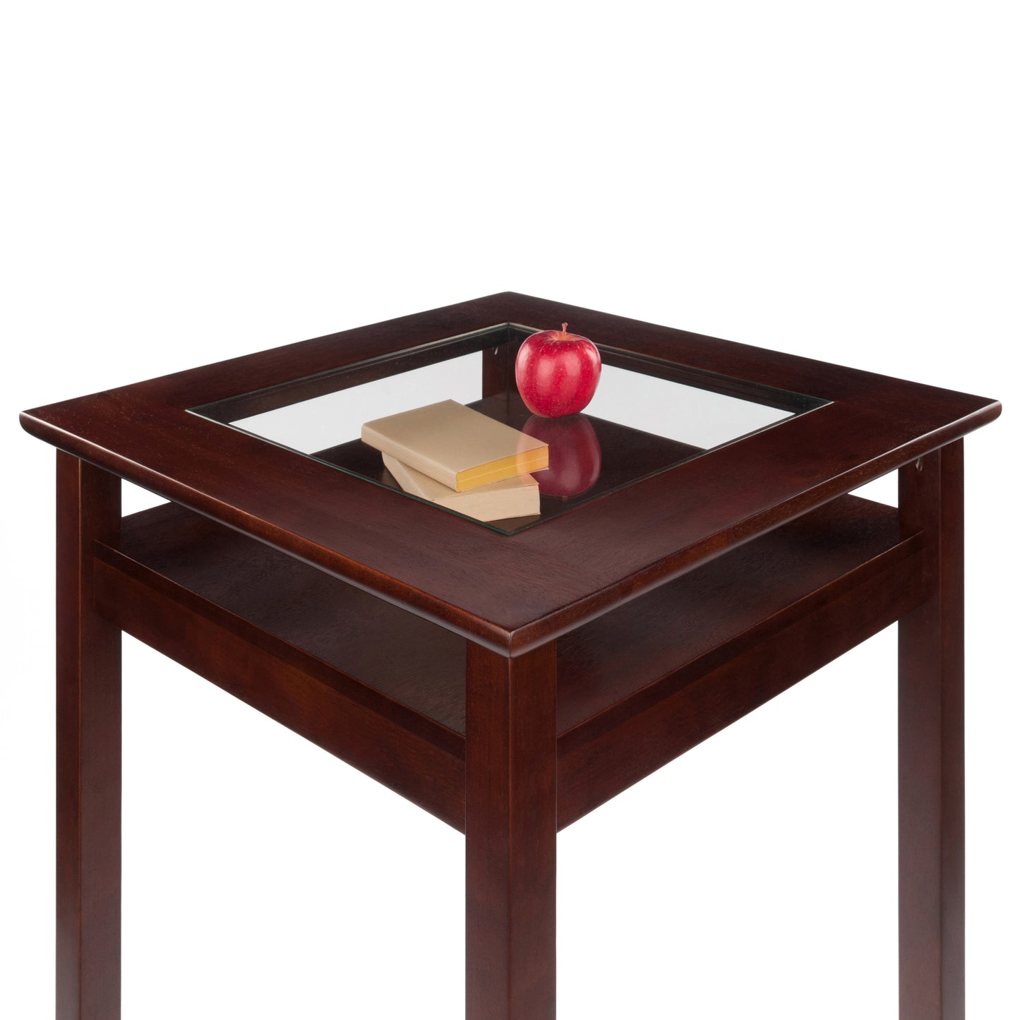 Halo High Table with Glass Display Shelf, Walnut