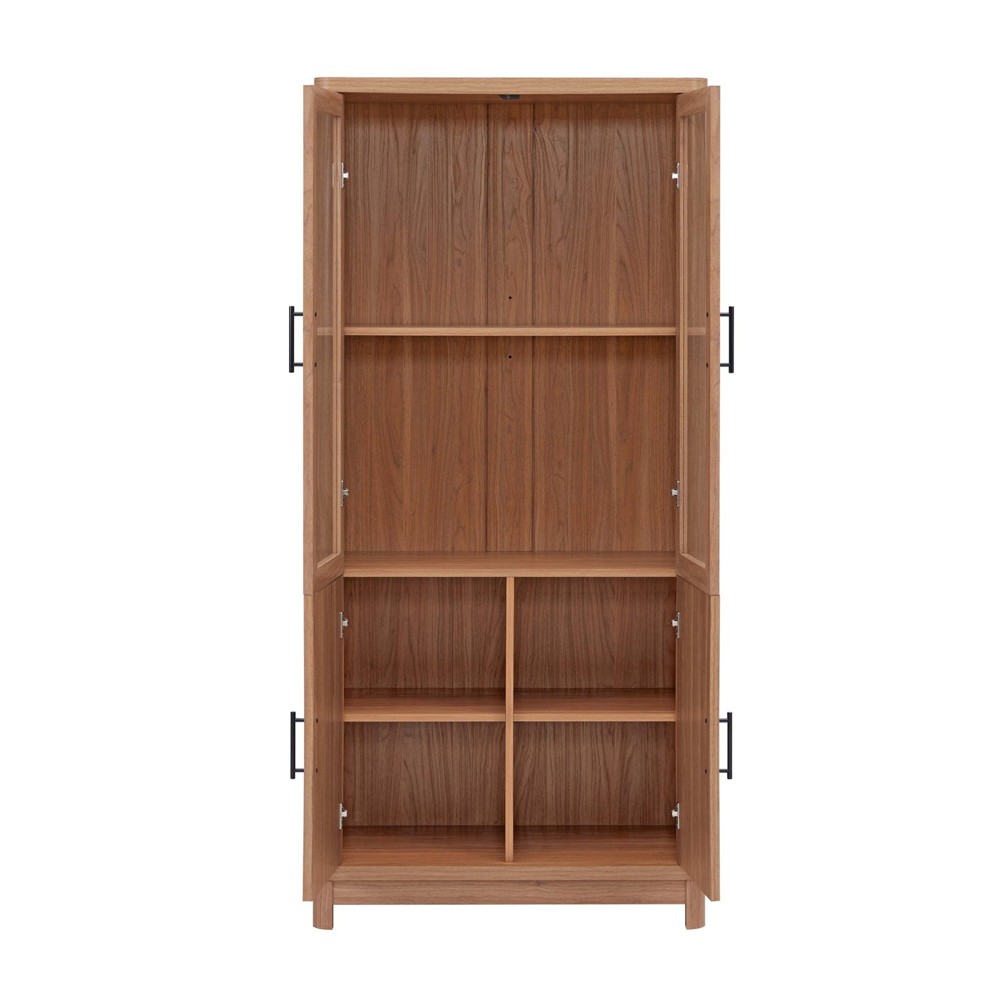 Manhattan Comfort Mid Century- Modern Jodie Bookcase with Adjustable Shelves and Tempered Glass Doors in Maple BC001-MP